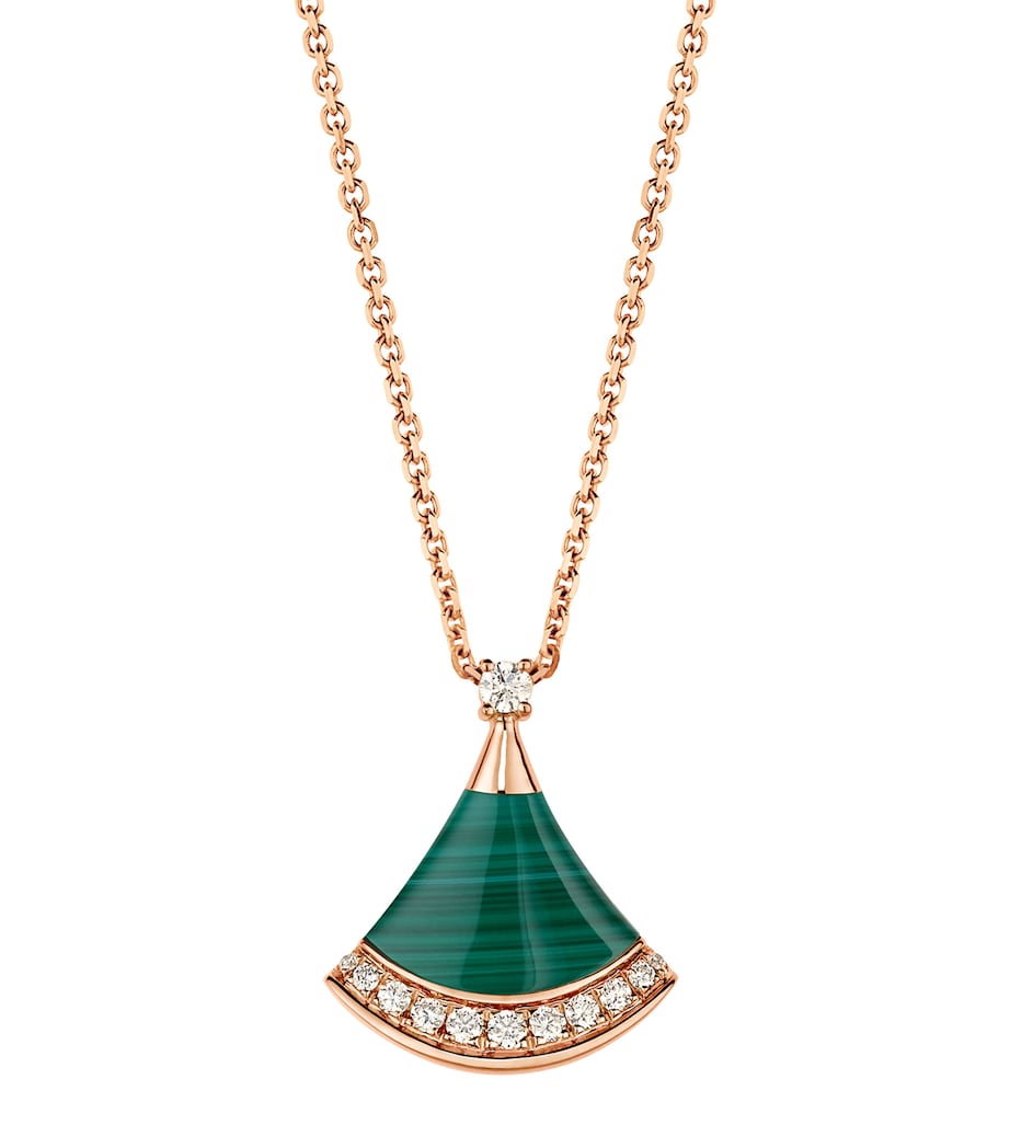 Rose Gold, Diamond and Malachite Divas' Dream Necklace PINK GOLD Image 1