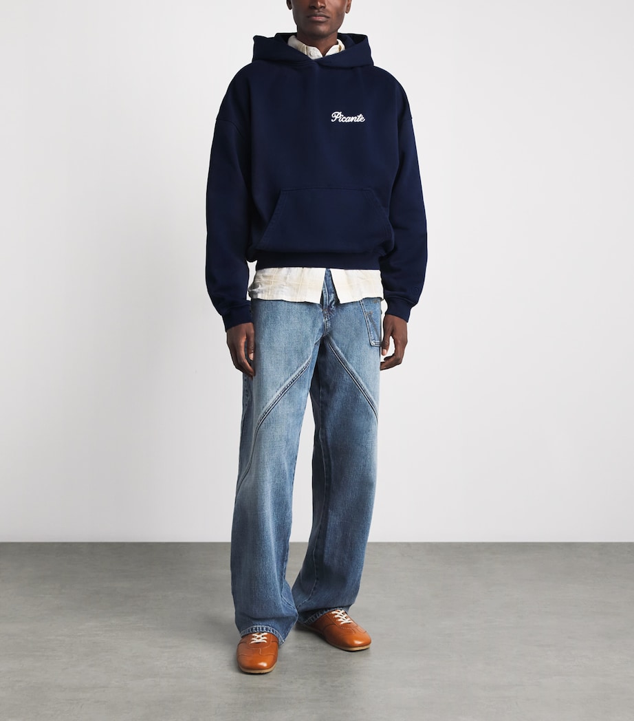 Picante Mens Organic Cotton Tailor Logo Hoodie Navy Image 2