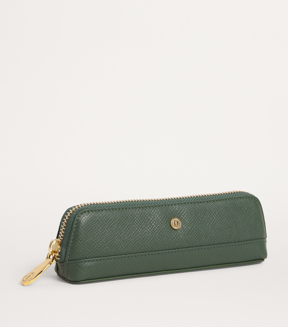 Harrods Slim Leather Pencil Case Green Image 2