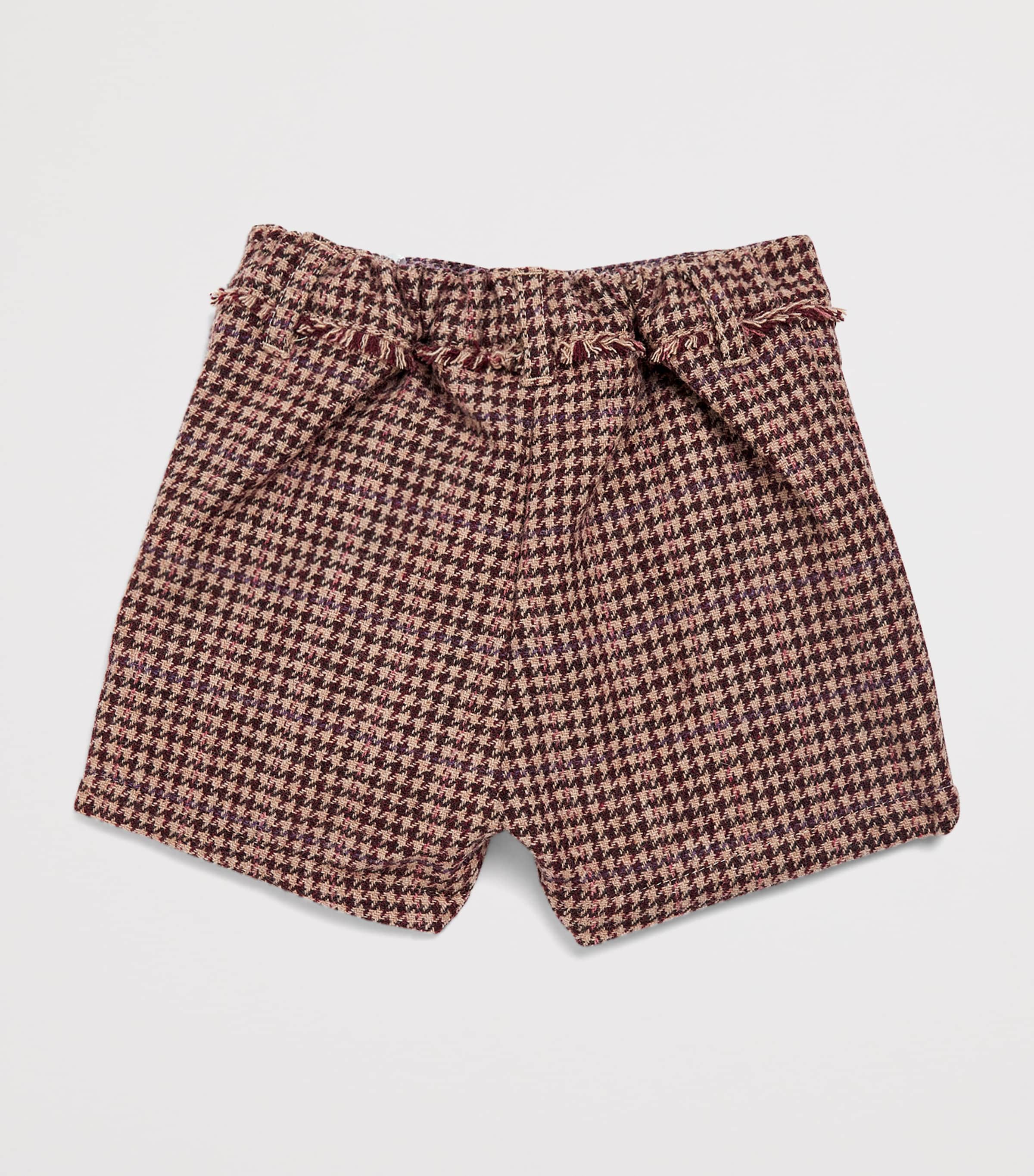Chloé Kids Wool Houndstooth Shorts (6-36 Months) Stone Choc Vbr Image 2