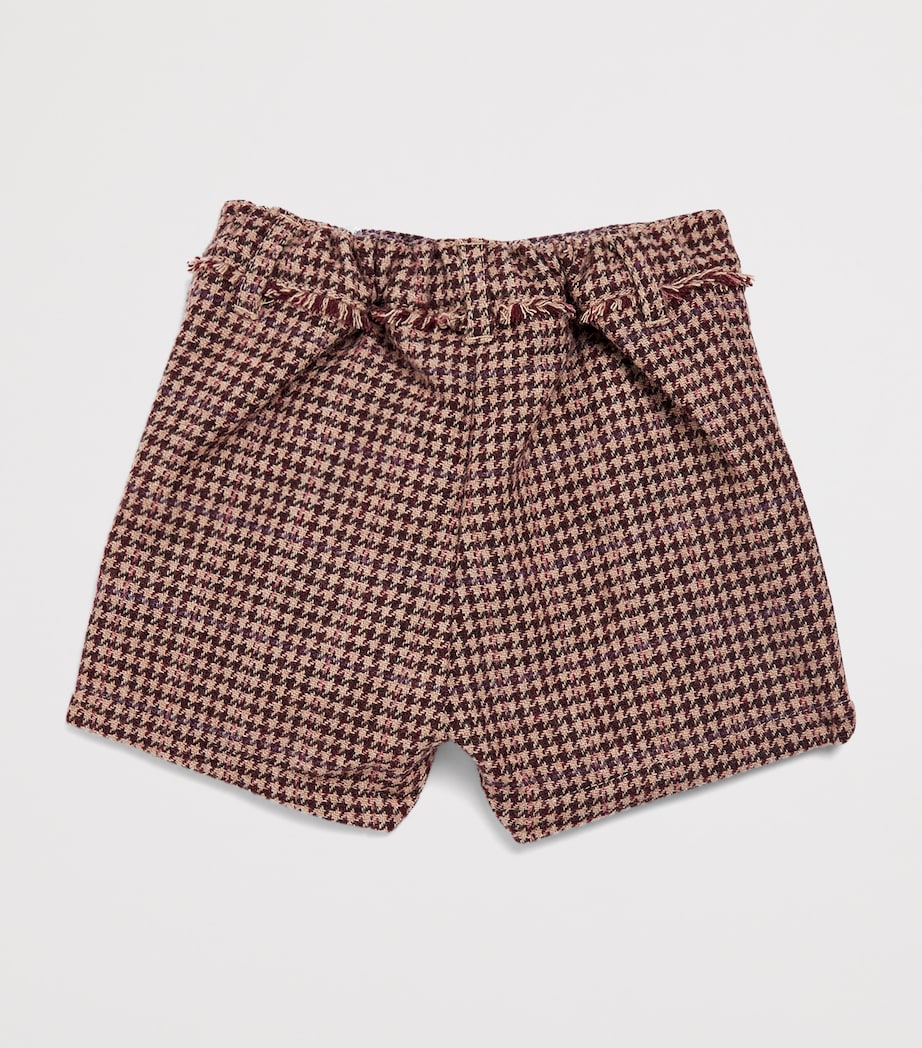 Chloé Kids Wool Houndstooth Shorts (6-36 Months) Stone Choc Vbr Image 2