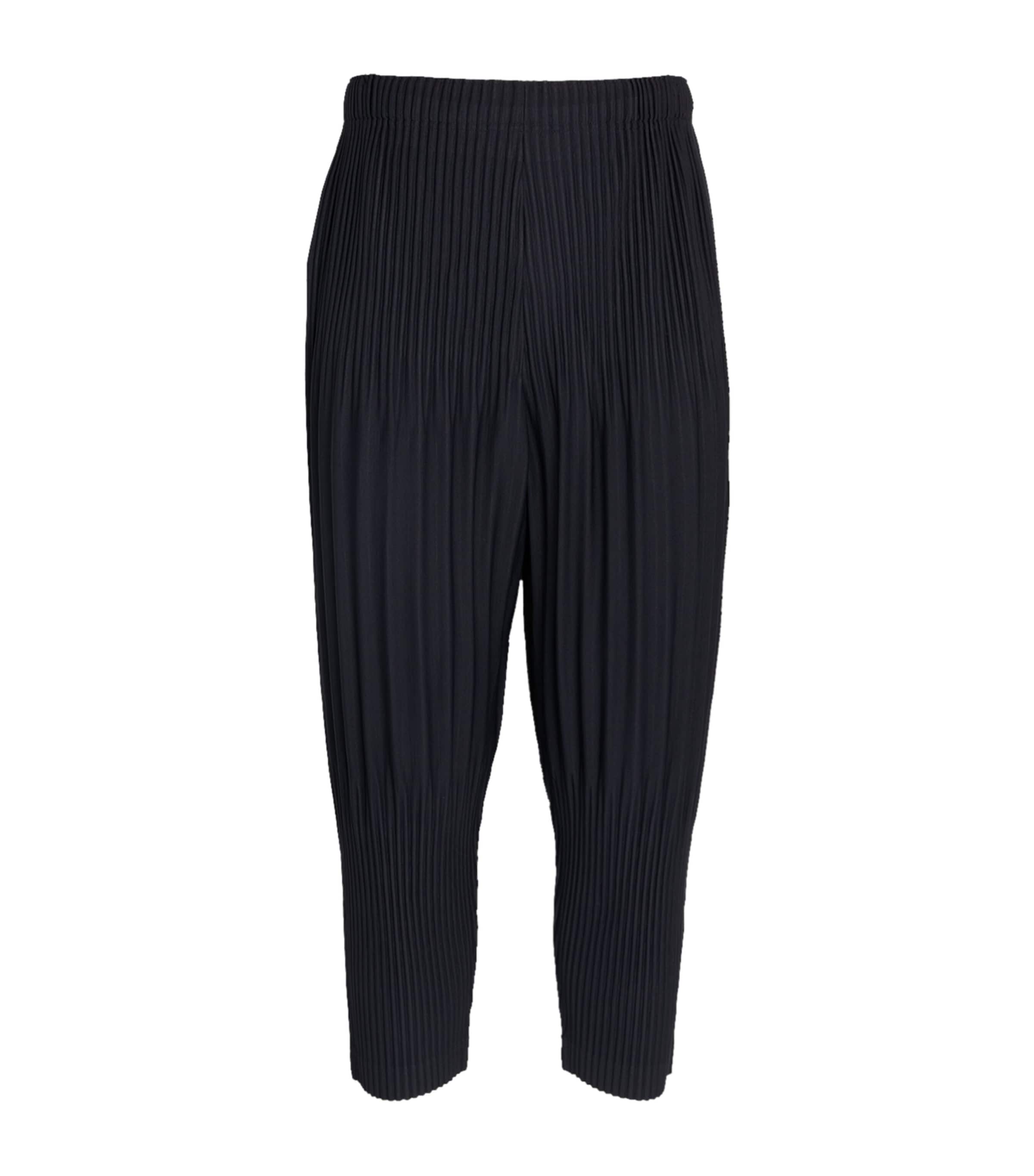Homme Plissé Issey Miyake Mens Pleated Tapered Trousers Navy Image 1