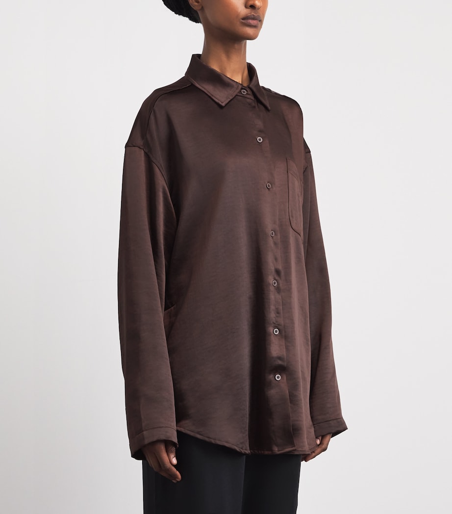 Skims Womens Satin Oversized Shirt Espresso Image 4
