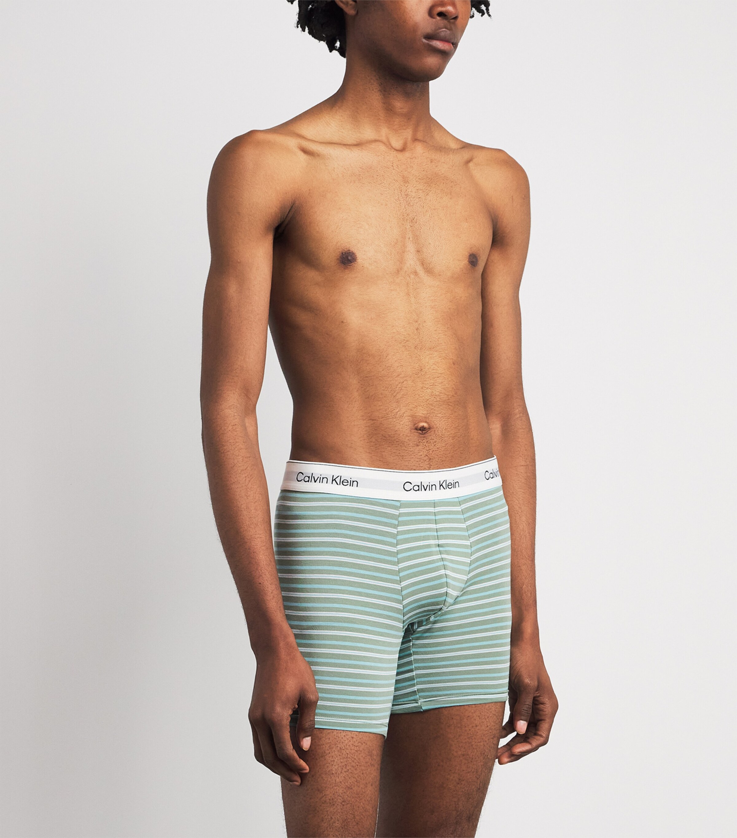 Calvin Klein Mens Stretch-Cotton Icon Boxer Briefs (Pack of 3) Black/spry/mist Image 2