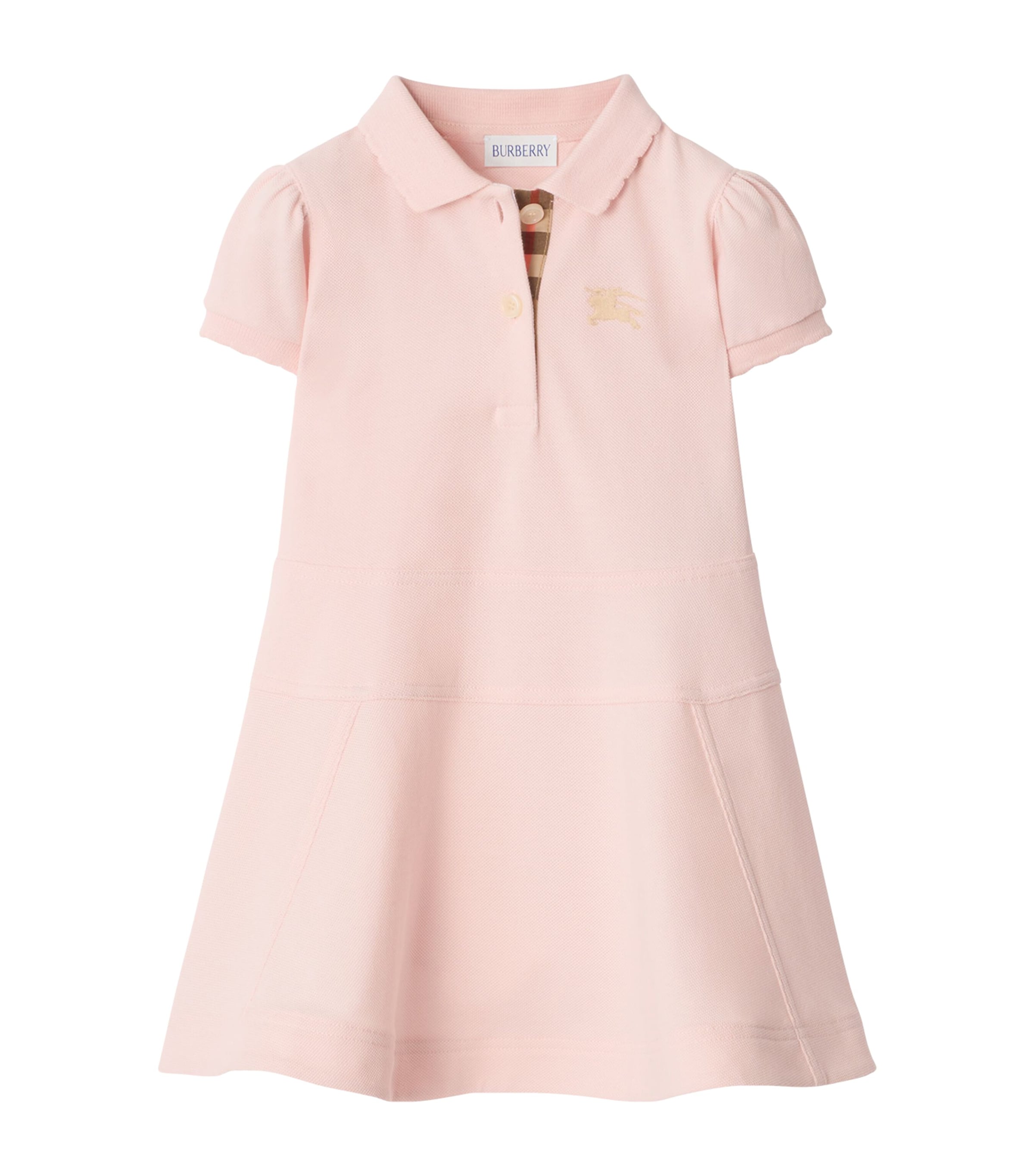 Burberry Kids Cotton Polo Shirt Dress (6-36 Months) Ice Pink Image 1