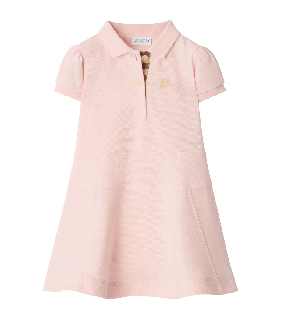 Burberry Kids Cotton Polo Shirt Dress (6-36 Months) Ice Pink Image 1