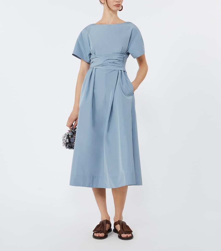 Weekend Max Mara Womens Taffeta Gathered Midi Dress Light Blue Image 2