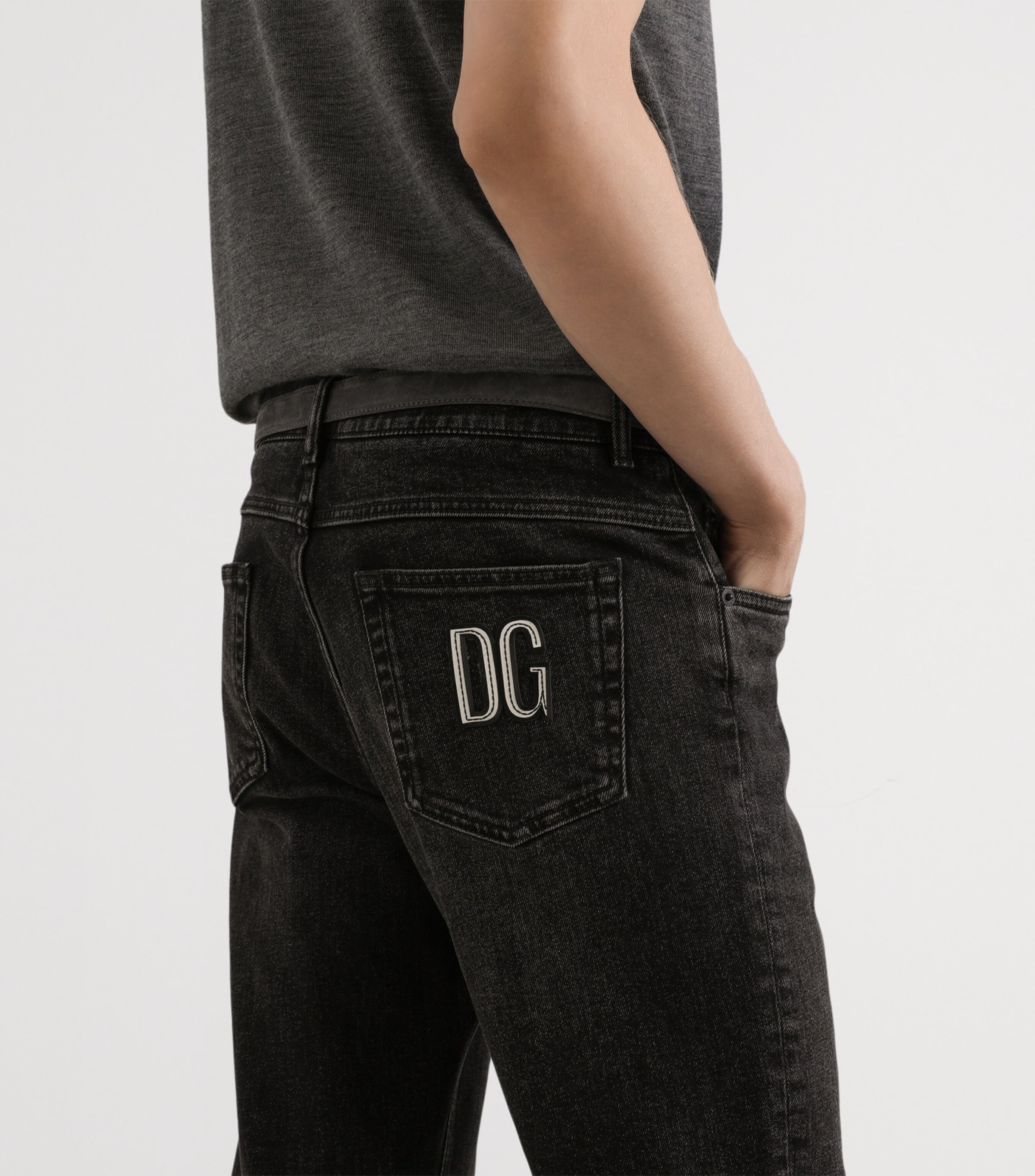 Dolce&Gabbana Mens DG Patch Slim Jeans Combined Colour Image 5