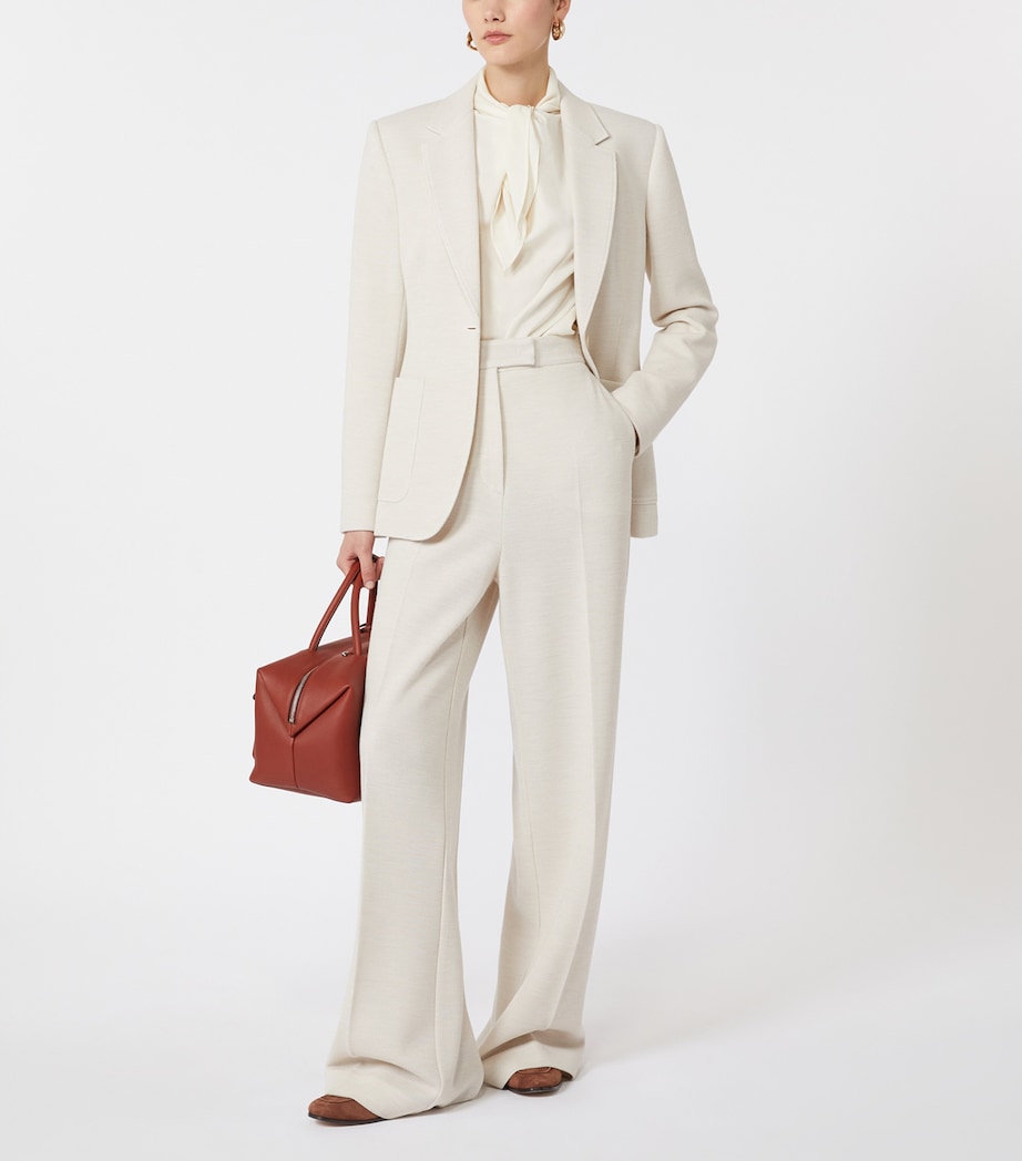 Wool Piqué Wide-Leg Trousers IVORY Image 2