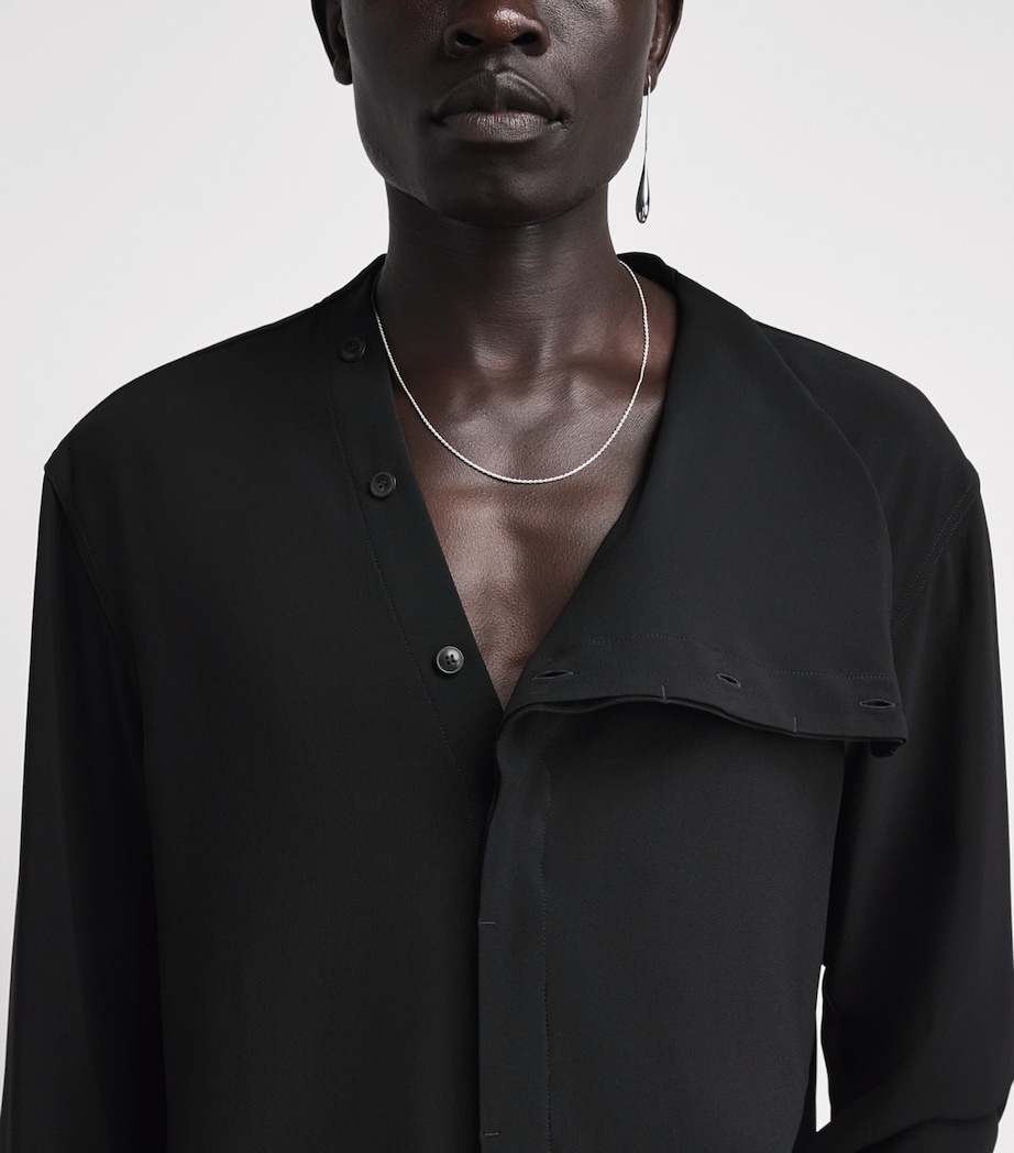 Rick Owens Mens Cady Draped Island Shirt Black Image 3