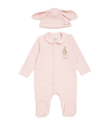 Harrods Pink Peter Rabbit All-In-One and Hat Set (0-18 Months) | Harrods US