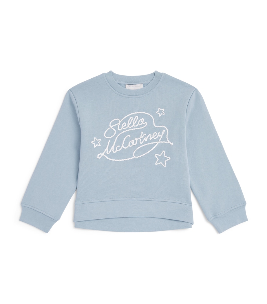 Stella McCartney Kids Organic Cotton Lasso Sweatshirt (3-14 Years) Blu Nebbia Image 1