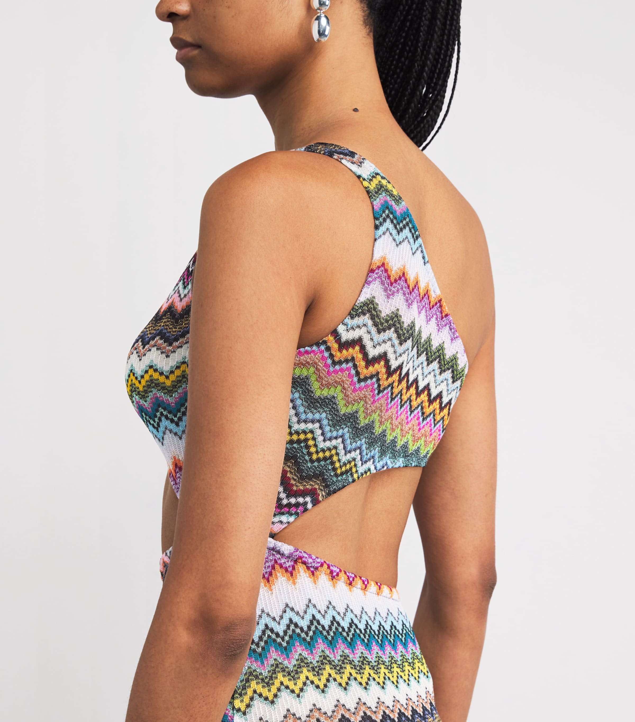 Zigzag Cut-Out Midi Dress SM9YJMULTI DARK BASE Image 4