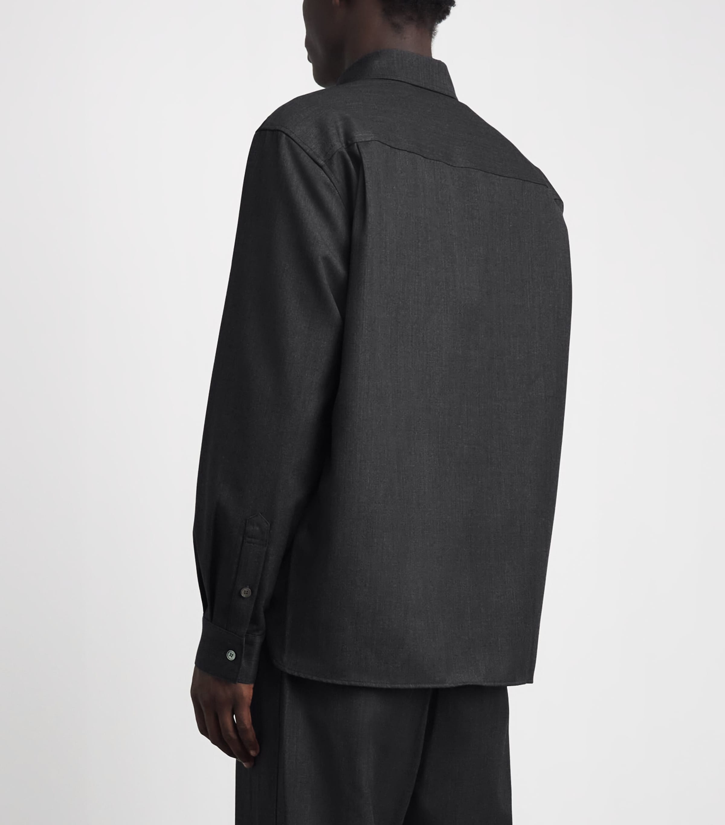 Le 17 Septembre Mens Wool-Blend Two-Pocket Overshirt Grey Image 5