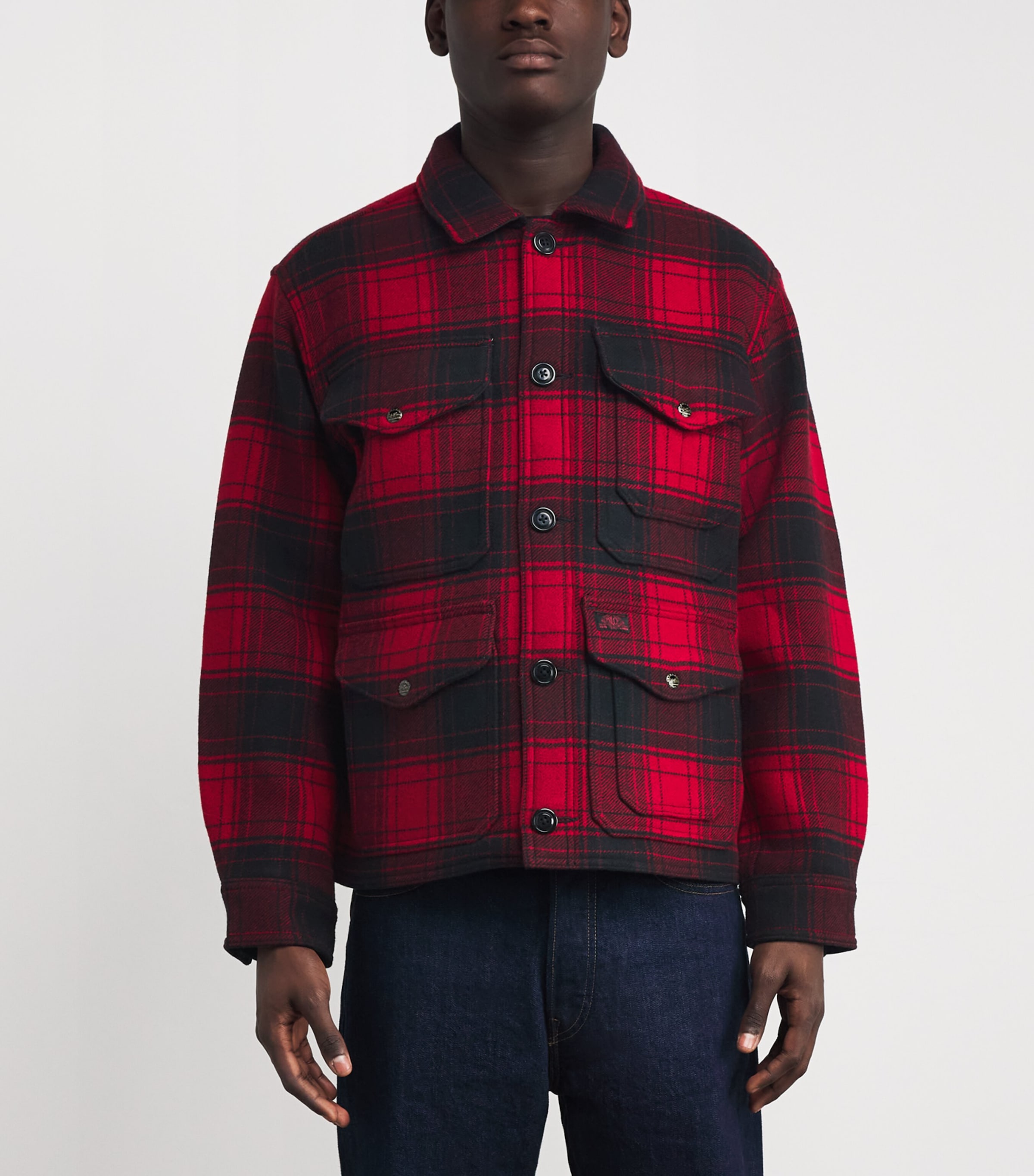 Wool Plaid Thicket Field Jacket RED Image 3