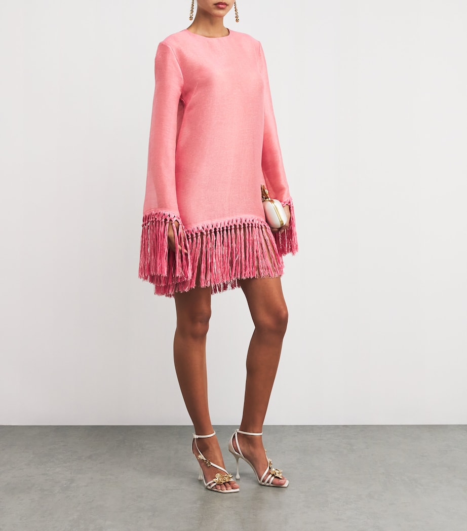 Linen-Blend Fringed Claudia Mini Dress ORCHID PINK Image 2