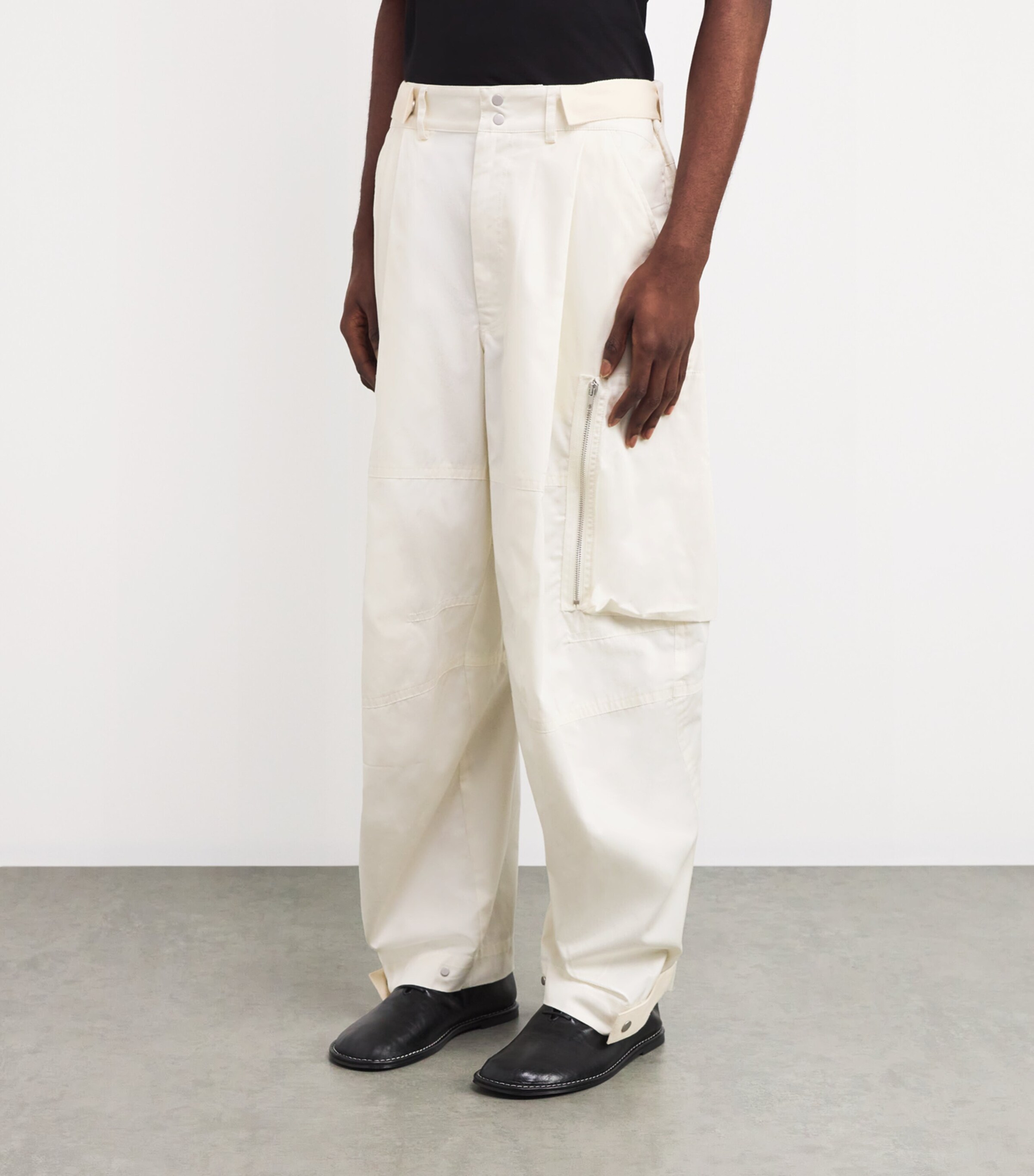 Cotton Oversized Cargo Trousers 003/ALABASTRO Image 3
