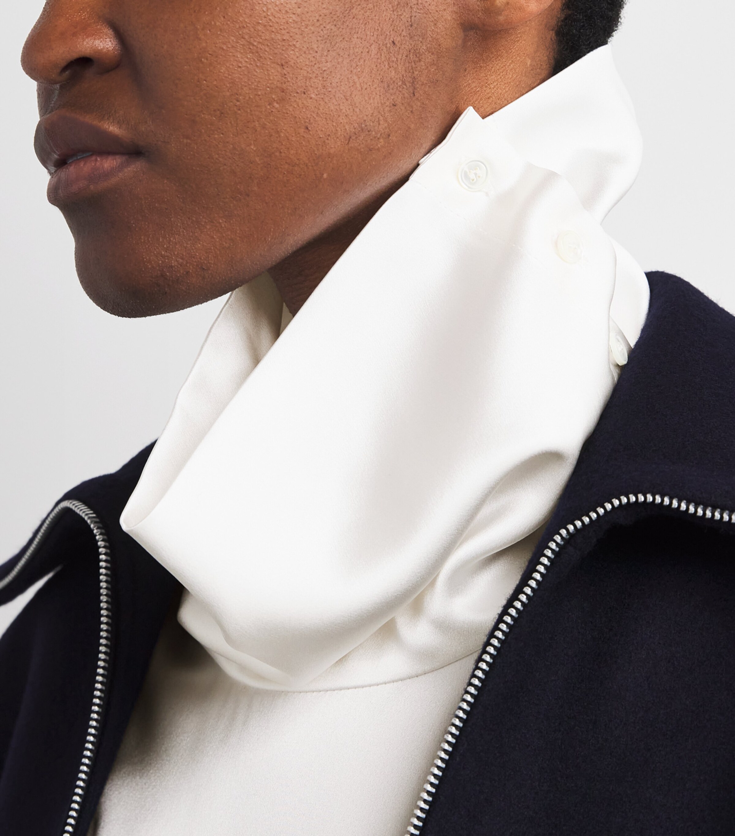 Laura Pitharas Womens Silk Mock-Neck Shirt Ivory Image 6