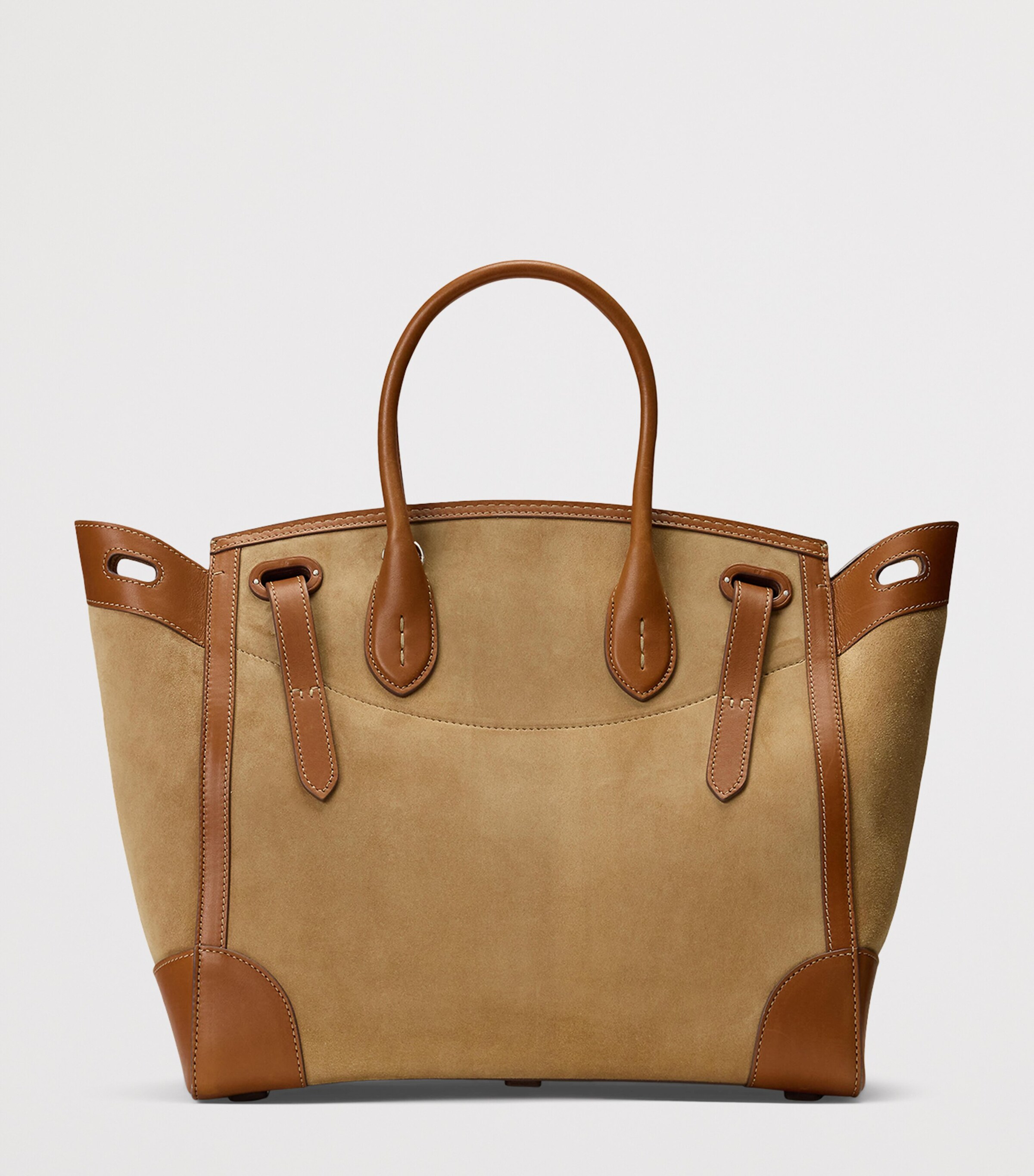 Ralph Lauren Collection Suede Soft Ricky 33 Top-Handle Bag Dark Tan Image 3