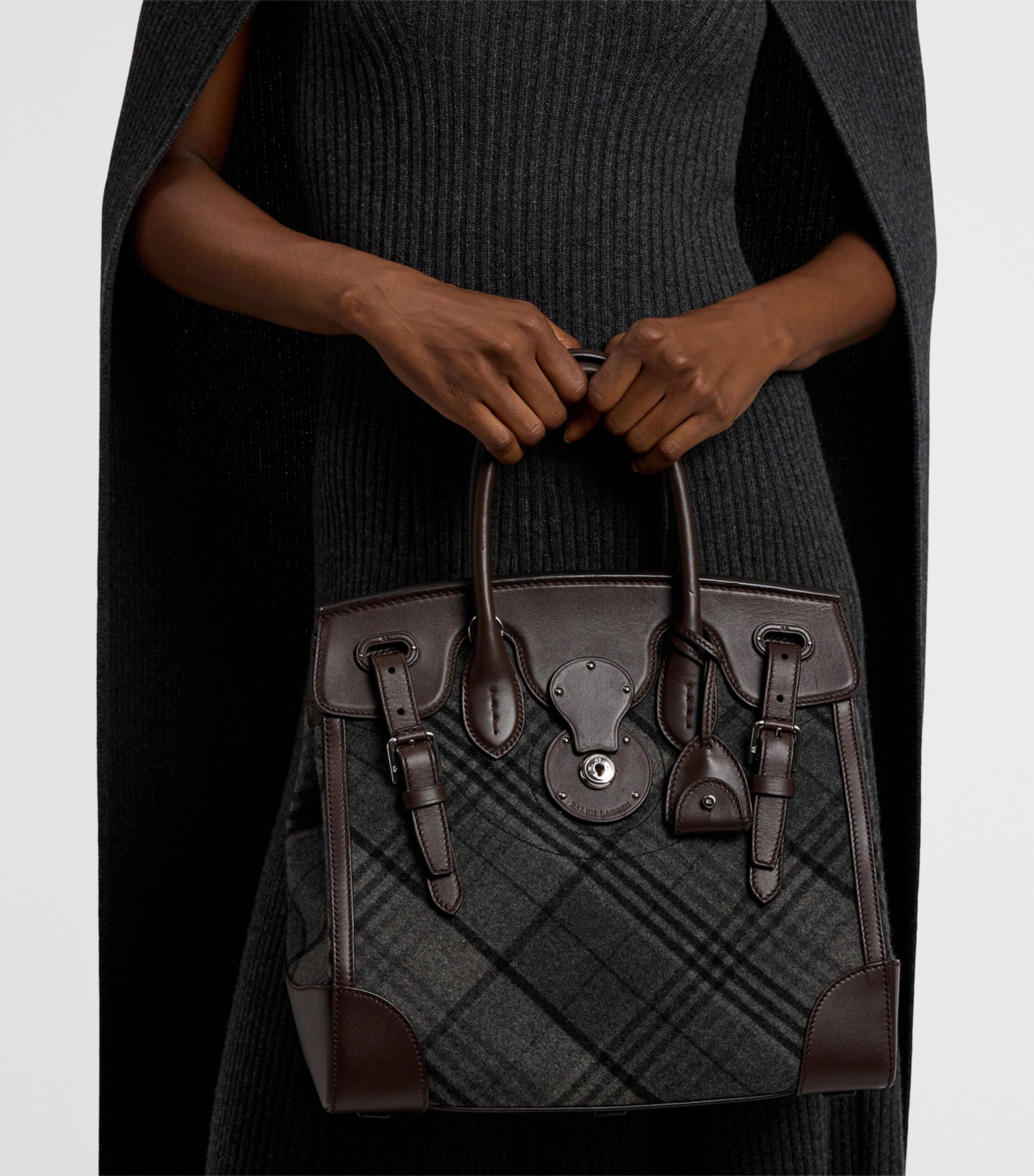 Wool-Leather Soft Ricky 33 Top-Handle Bag GREY MULTI/MOCHA Image 7