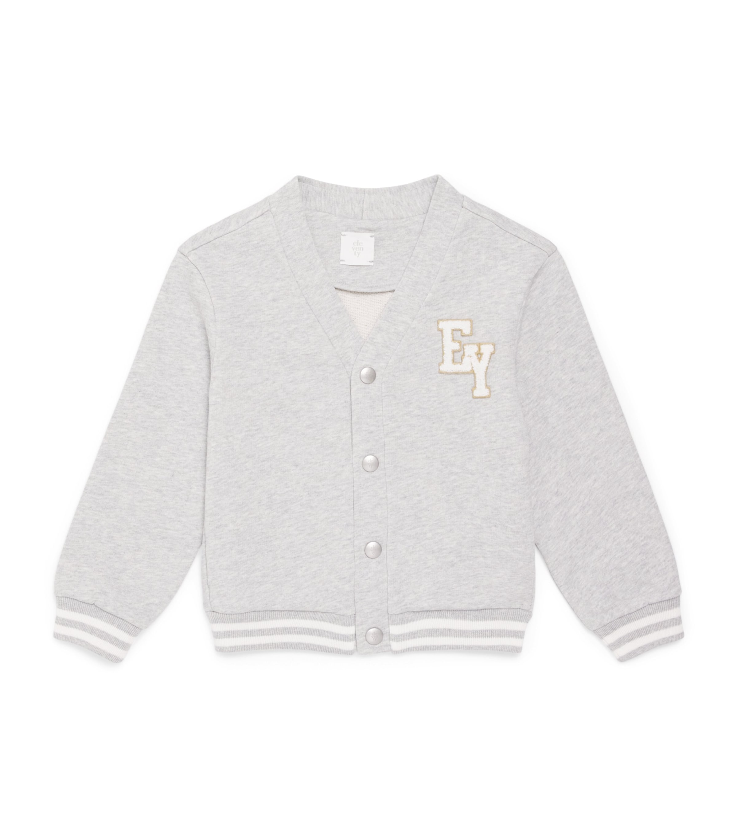 Eleventy Kids Cotton Logo Bomber Jacket (4 Years) Gri Mel/avorio Image 1