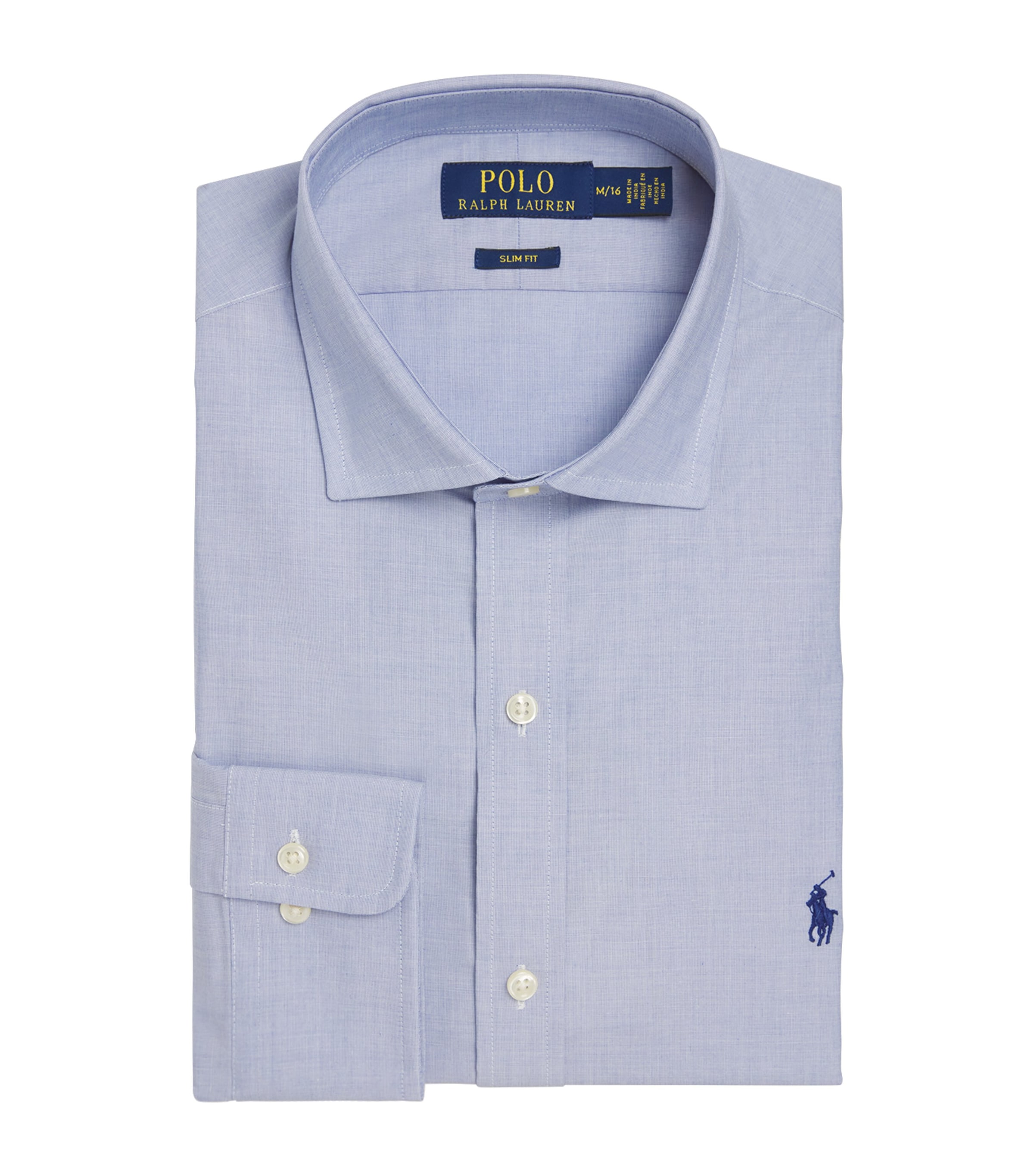 Polo Ralph Lauren Mens Poplin Slim-Fit Shirt Light Blue/whi Image 1