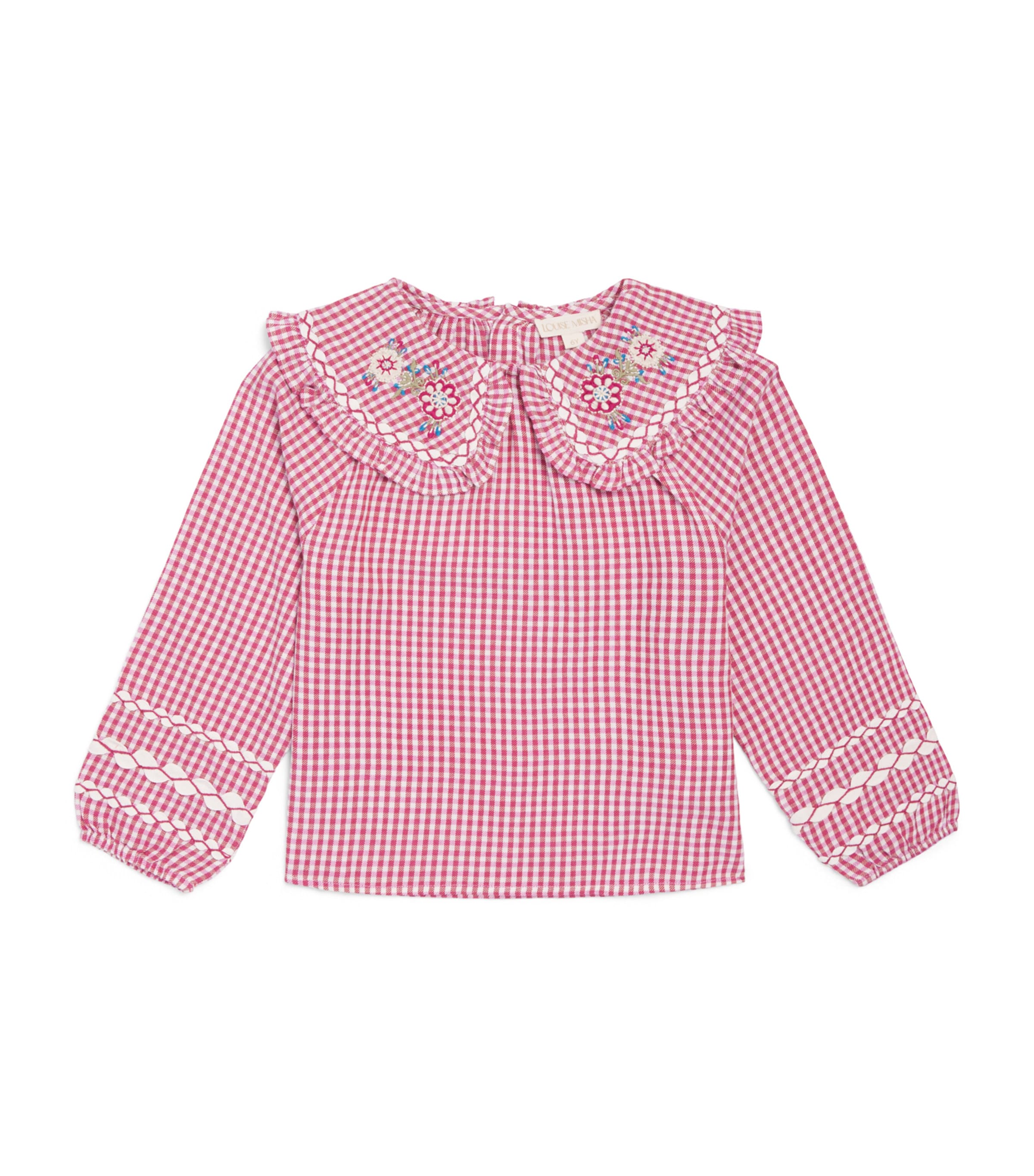 Louise Misha Organic Cotton Check Clea Blouse (4-12 Years) Rasp Checks Image 1