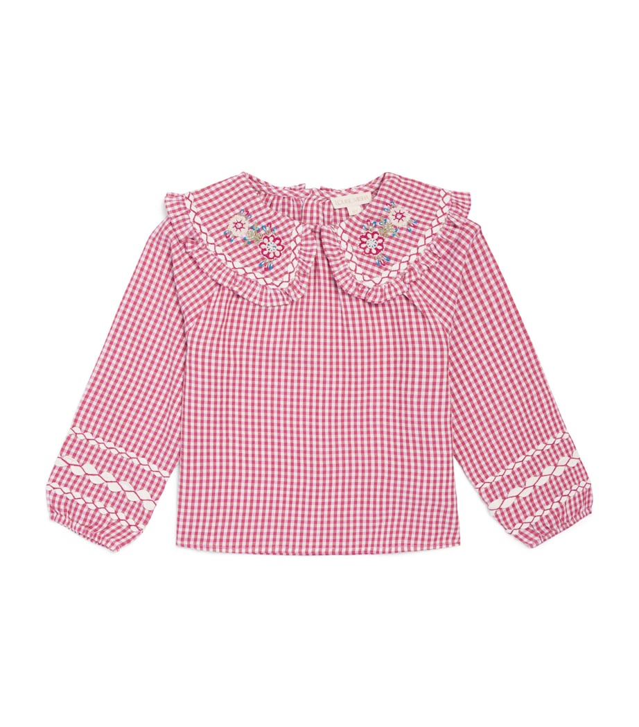 Louise Misha Organic Cotton Check Clea Blouse (4-12 Years) Rasp Checks Image 1