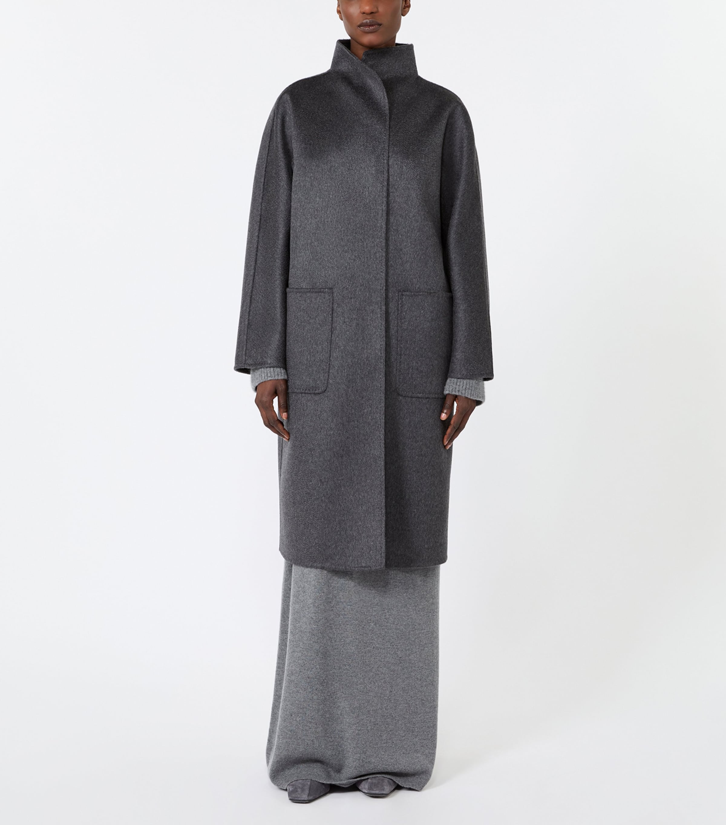 Max Mara Womens Cashmere Lilia Coat Dark Grey Image 4