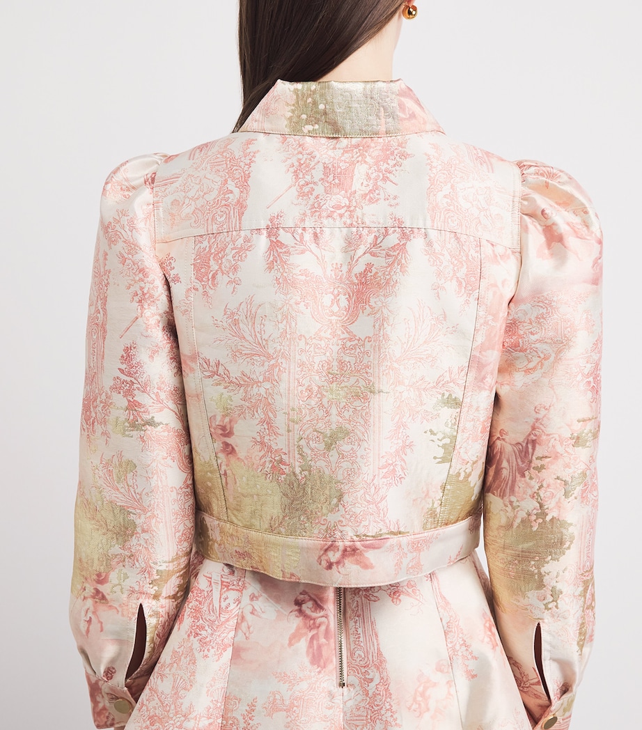 Alice+Olivia Womens Jacquard Lana Cropped Jacket En Rose Toile Image 3