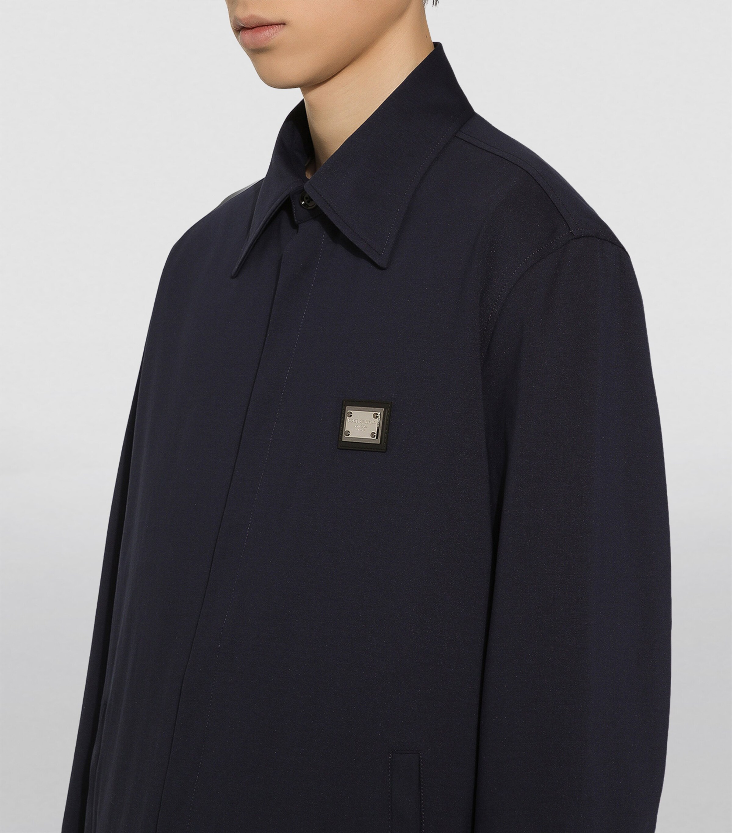 Logo Plaque Overshirt B0665-VERY DARK BLUE Image 5