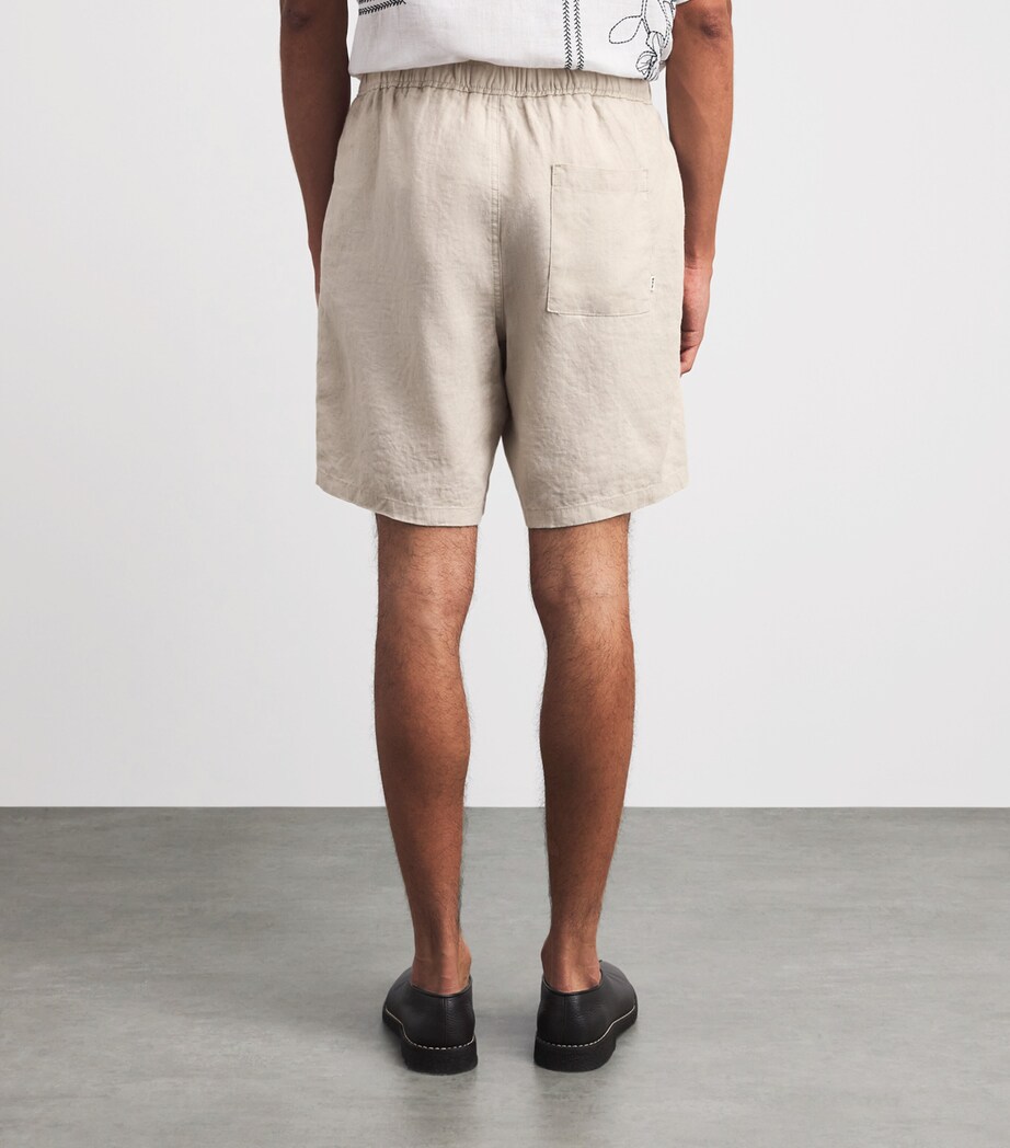 Wax London Mens Linen Kurt Shorts Beige Image 5