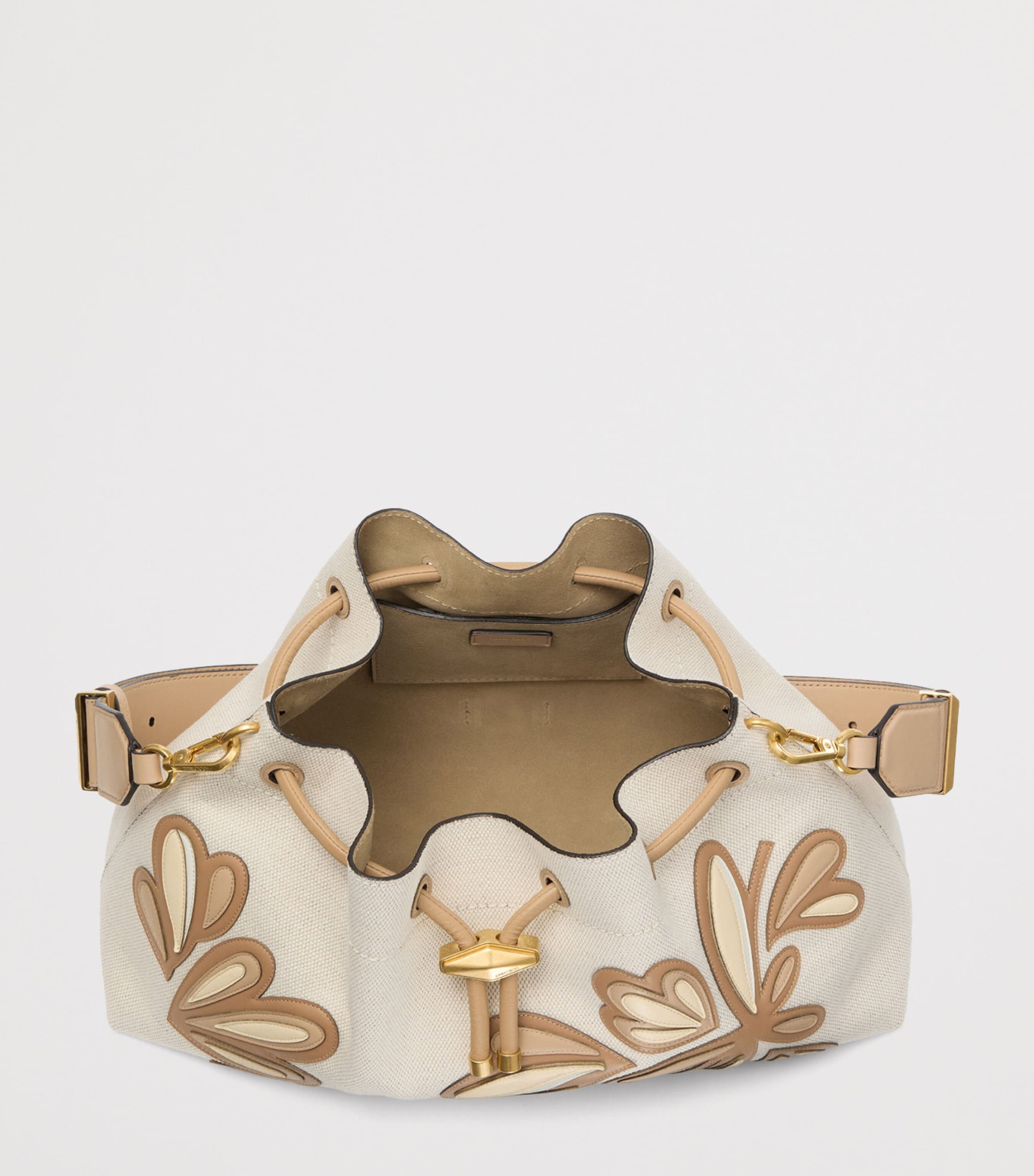 Jimmy Choo Womens Medium Recycled Canvas Cinch Bucket Bag Natural/chai Mix/gol Image 5