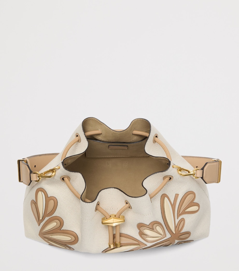 Jimmy Choo Womens Medium Recycled Canvas Cinch Bucket Bag Natural/chai Mix/gol Image 5