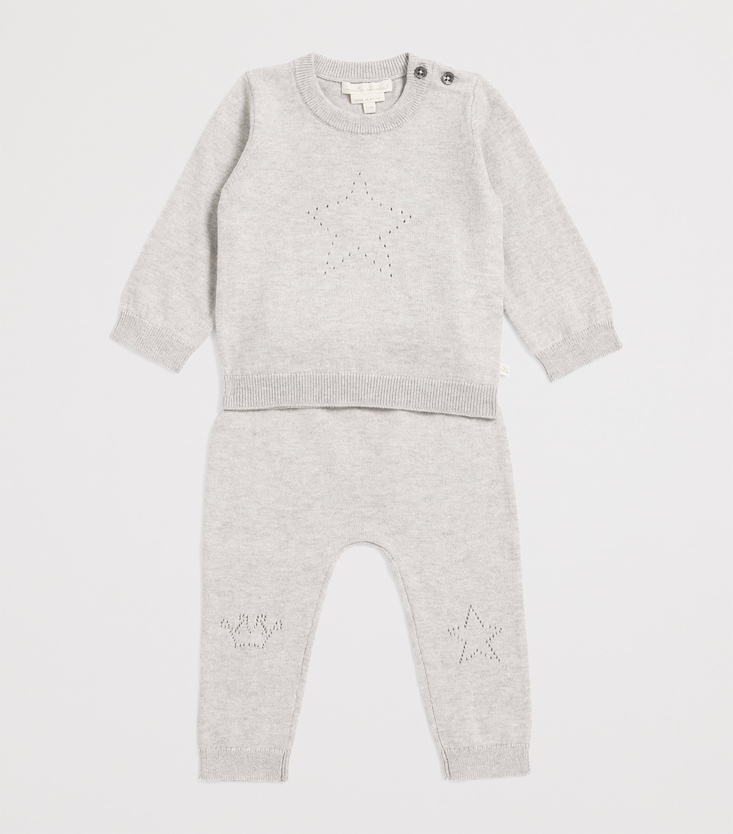 Marie-Chantal Star Sweater and Sweatpants Set (3-24 Months) Grey Image 3