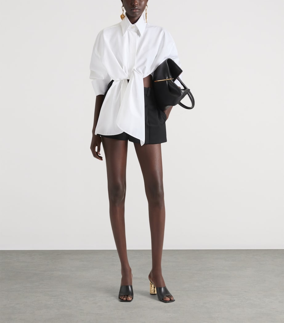 Leather Tape Heeled Mules 85 BLACK Image 4