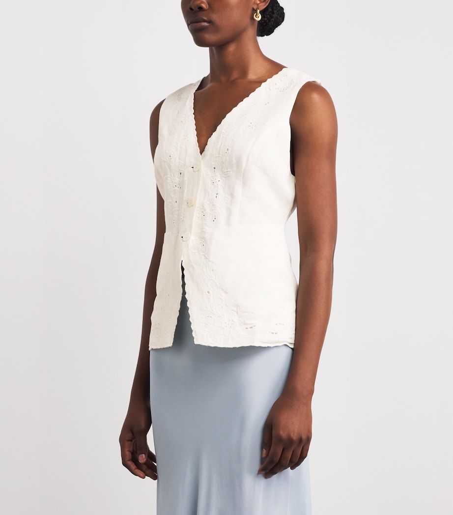Rixo Womens Cutwork Embroidery Jesse Waistcoat Esthr Ctwrk Embr Ivr Image 4