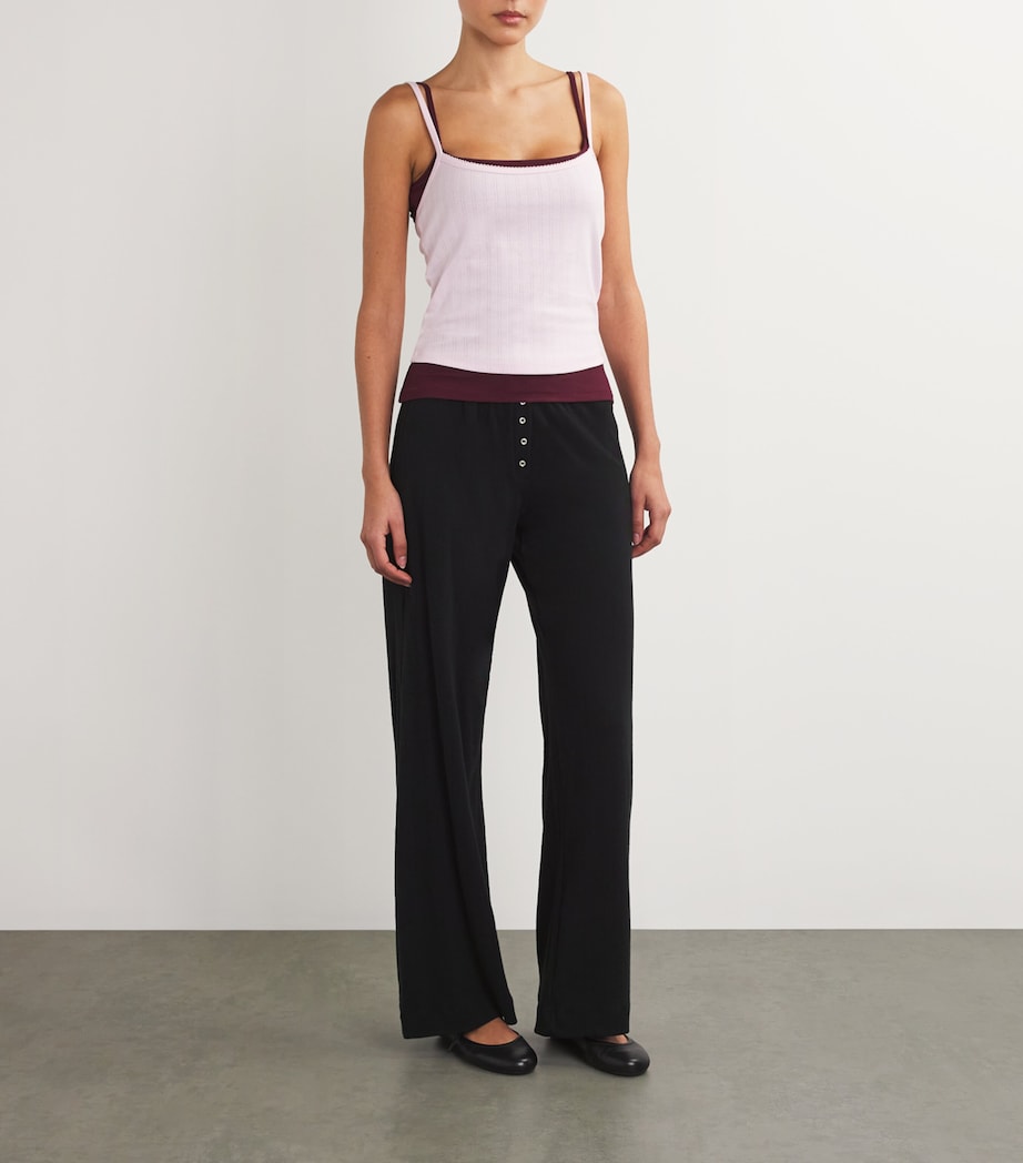 Cotton Pointelle Lounge Trousers BLACK Image 2