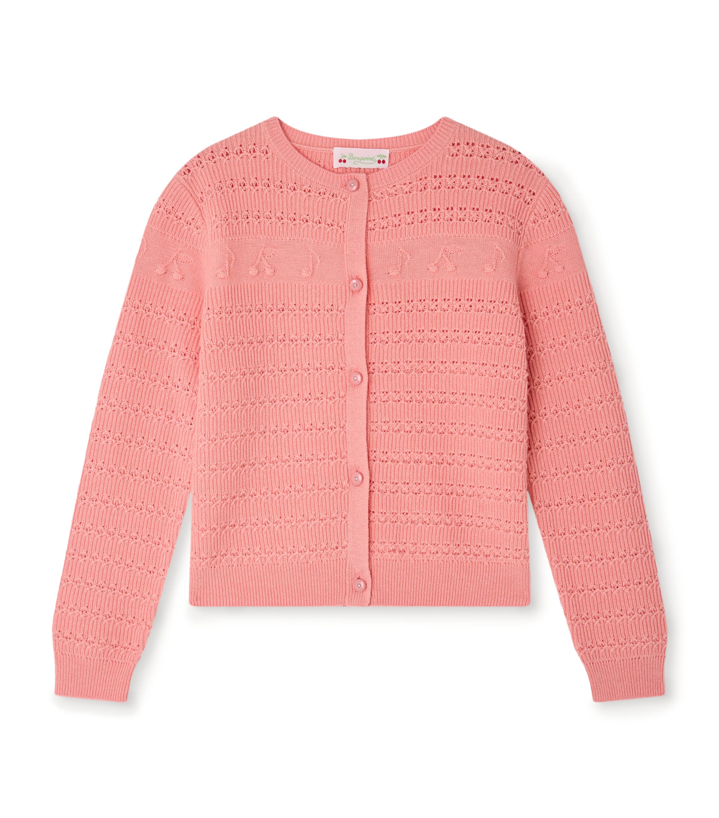 Bonpoint Wool-Blend Cardigan (4-8 Years) Rose Bonbon Image 1
