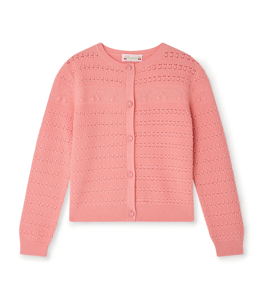 Bonpoint Wool-Blend Cardigan (4-8 Years) Rose Bonbon Image 1