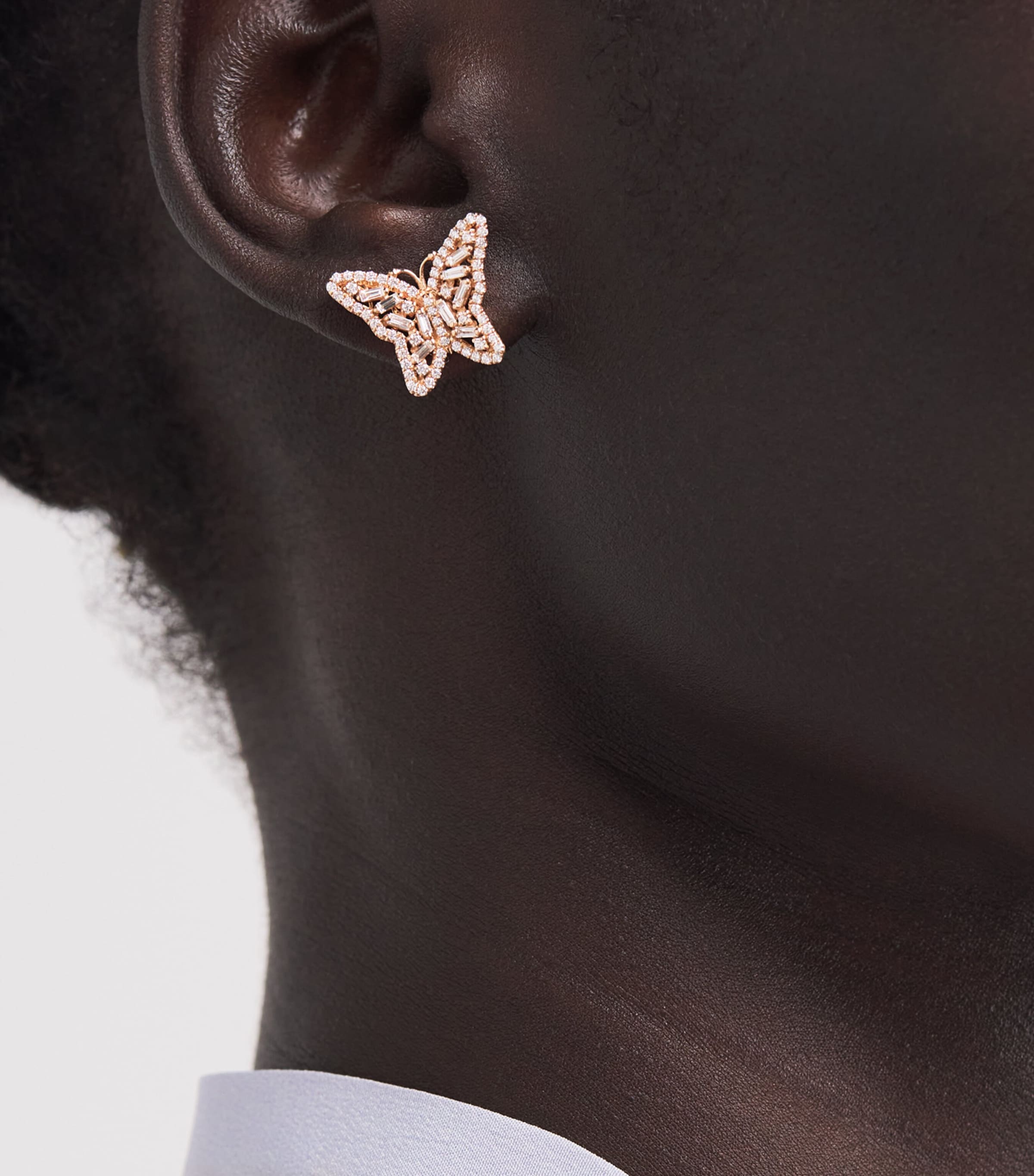 Suzanne Kalan Rose Gold and Diamond Bold Butterfly Stud Earrings Rg/wd Image 2
