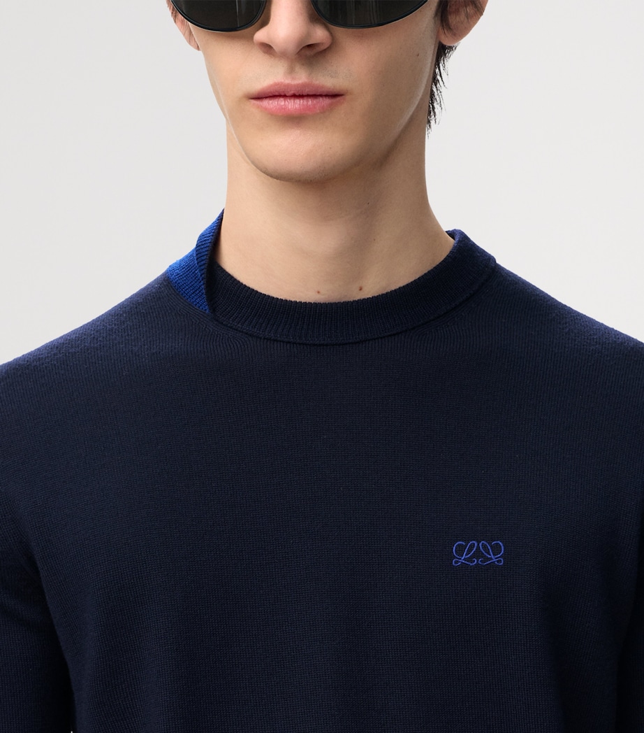 LOEWE Mens Stretch-Wool Sweater Navy/blue Image 5