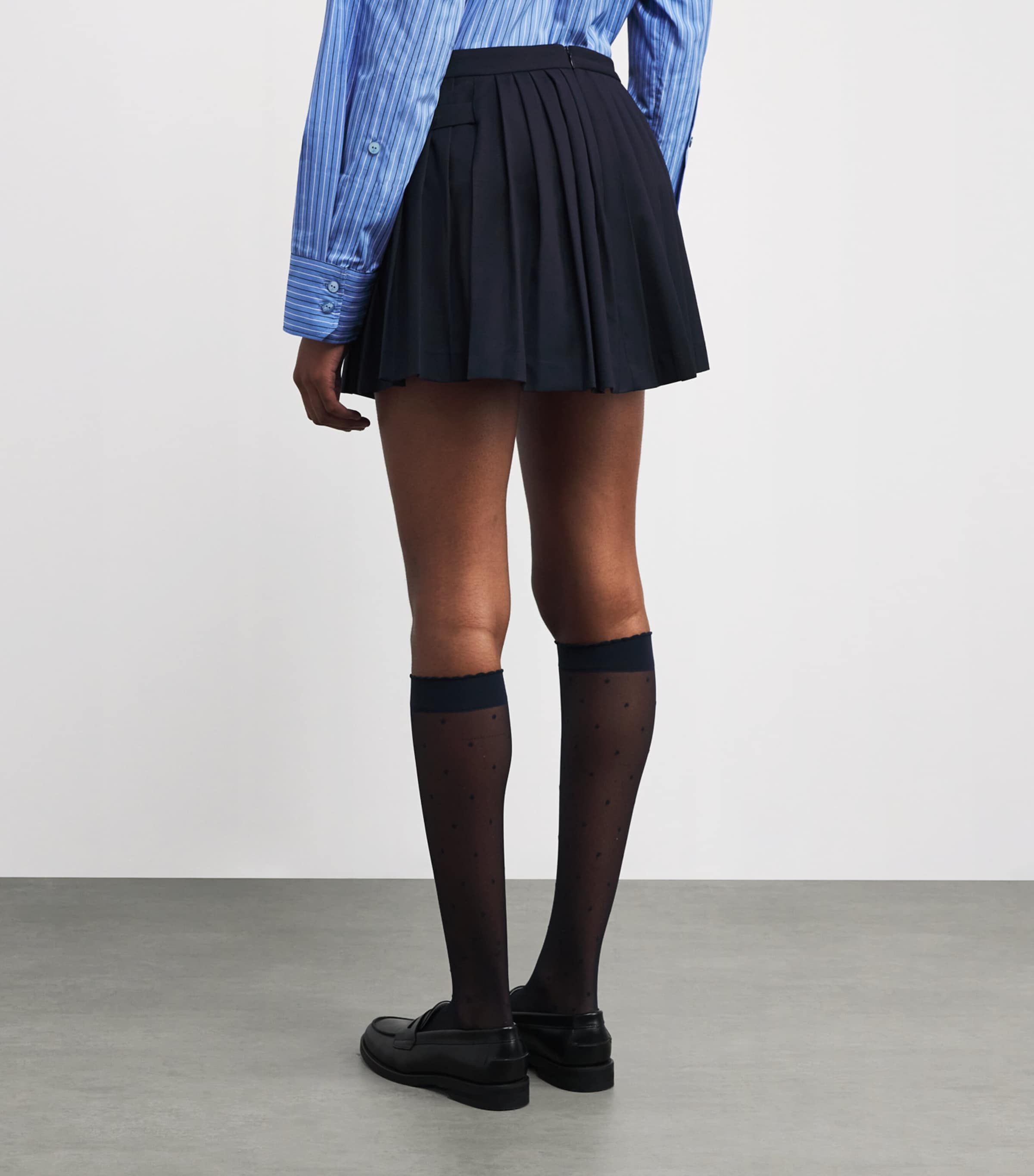 Pleated Mini Skirt NAVY BLUE Image 4