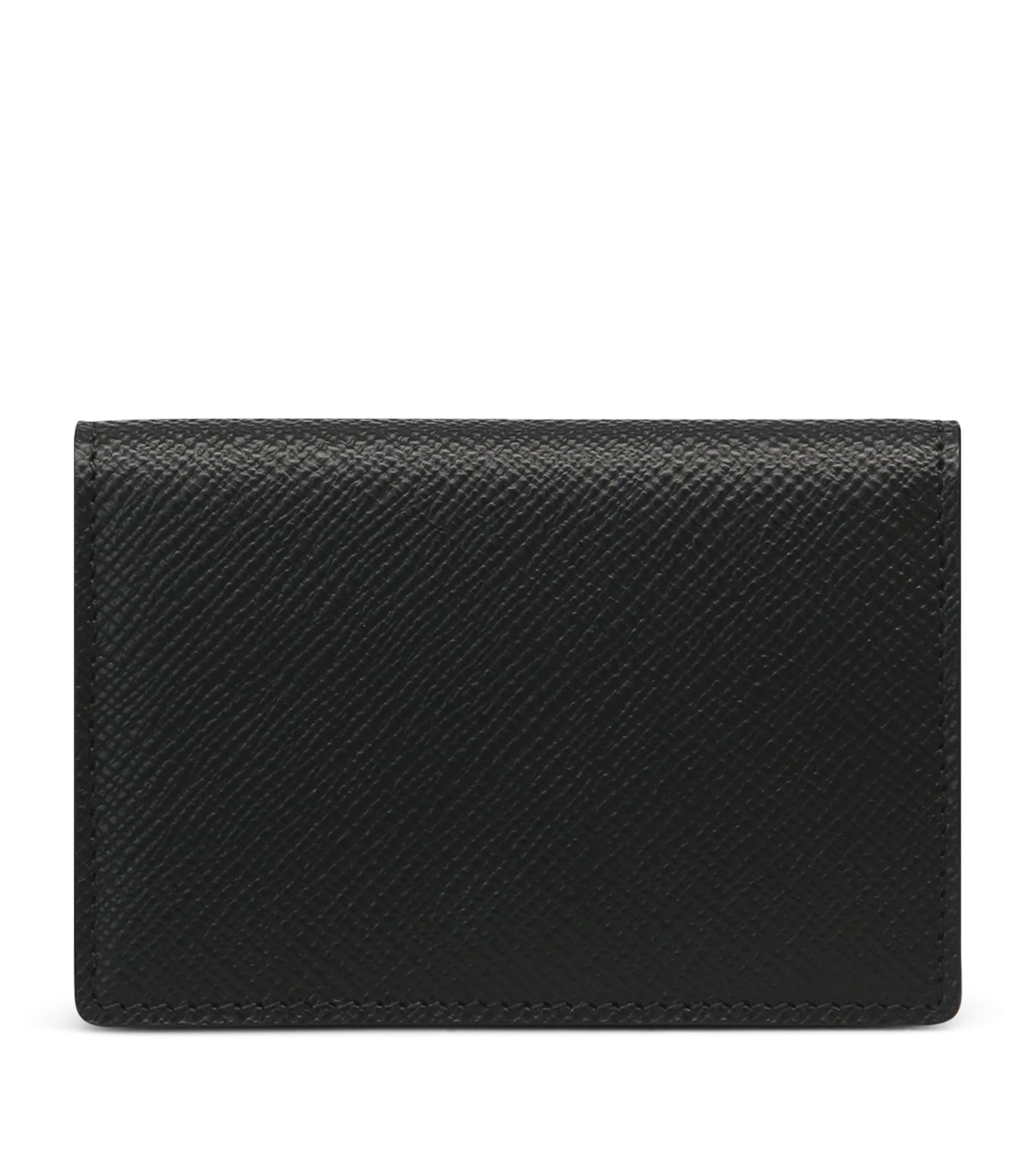 Leather Panama Folded Card Holder BLACK Image 1