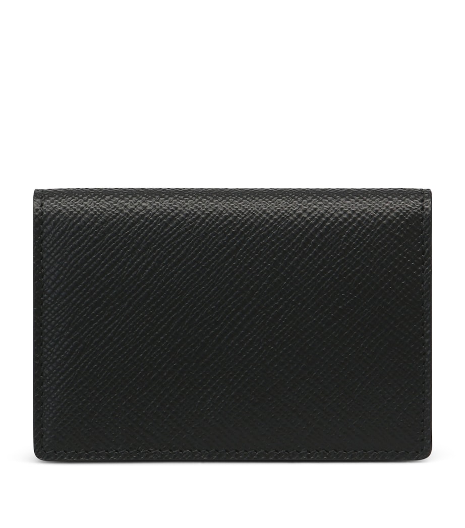 Leather Panama Folded Card Holder BLACK Image 1