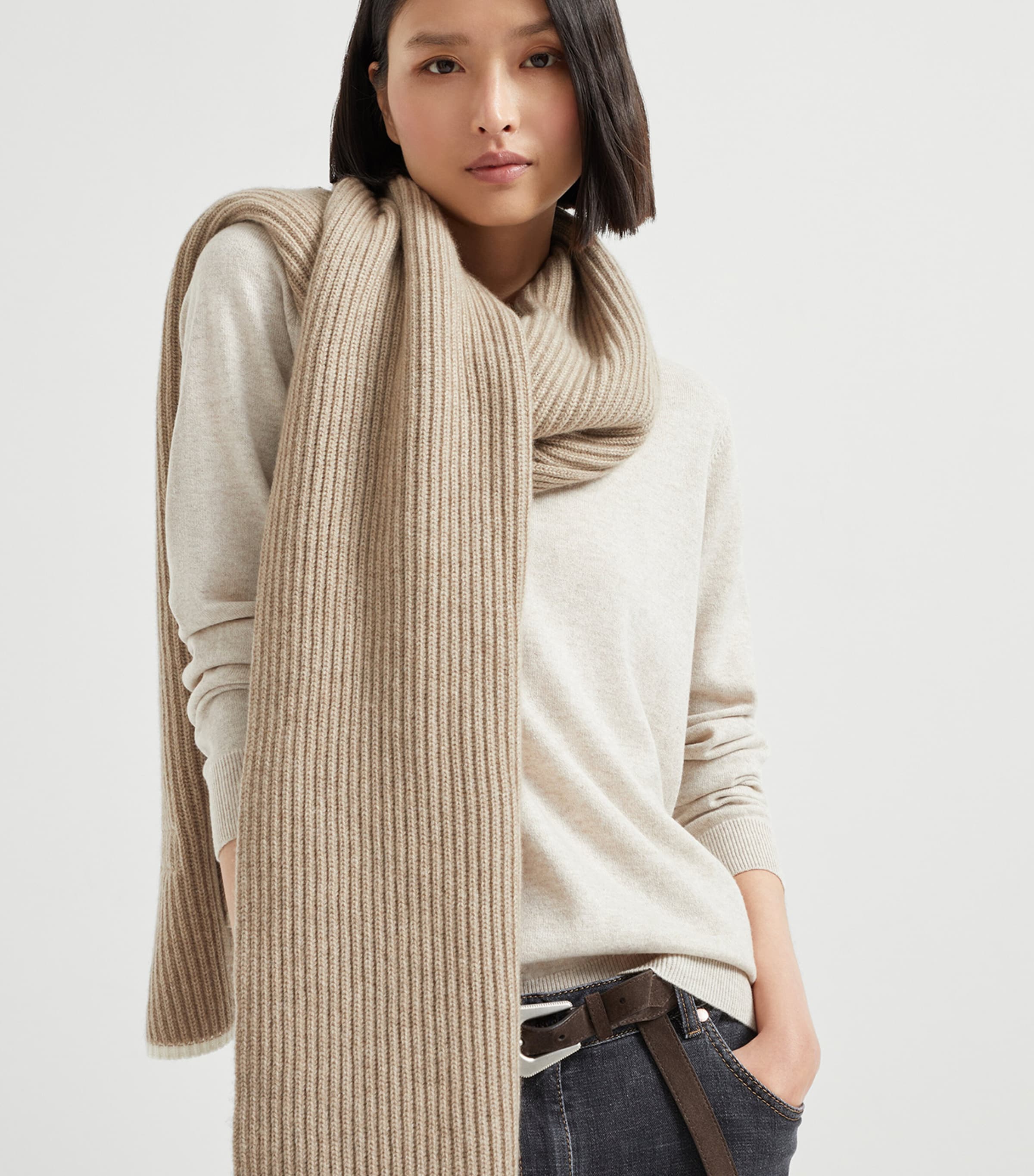 Cashmere English Rib Monili Scarf CC397 Image 2