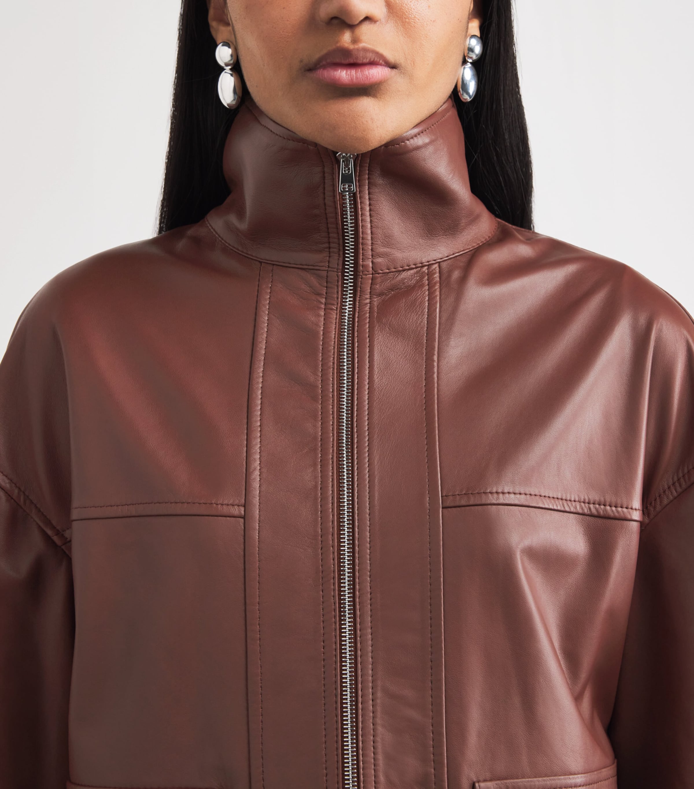 Yves Salomon Womens Lambskin Zip-Up Jacket Image 3