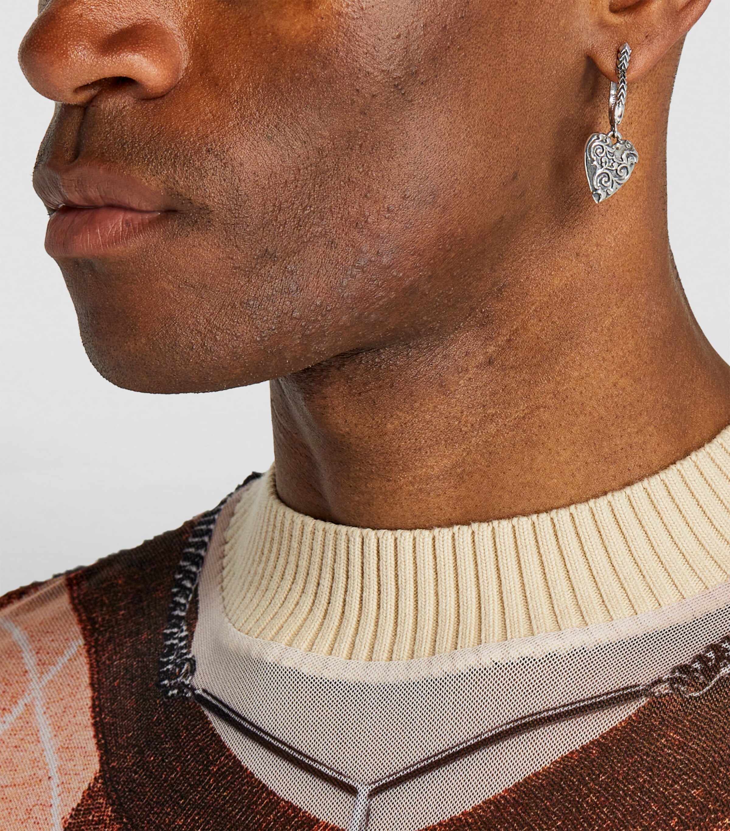 Emanuele Bicocchi Sterling Silver Arabesque Heart Single Earring Silver Image 5