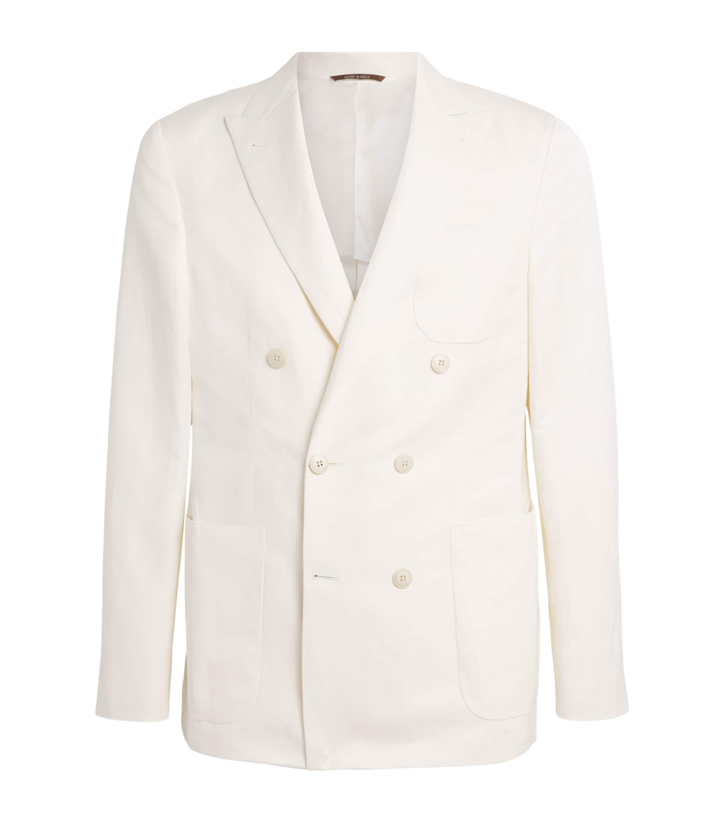 Canali Mens Linen-Silk Double-Breasted Blazer Image 1