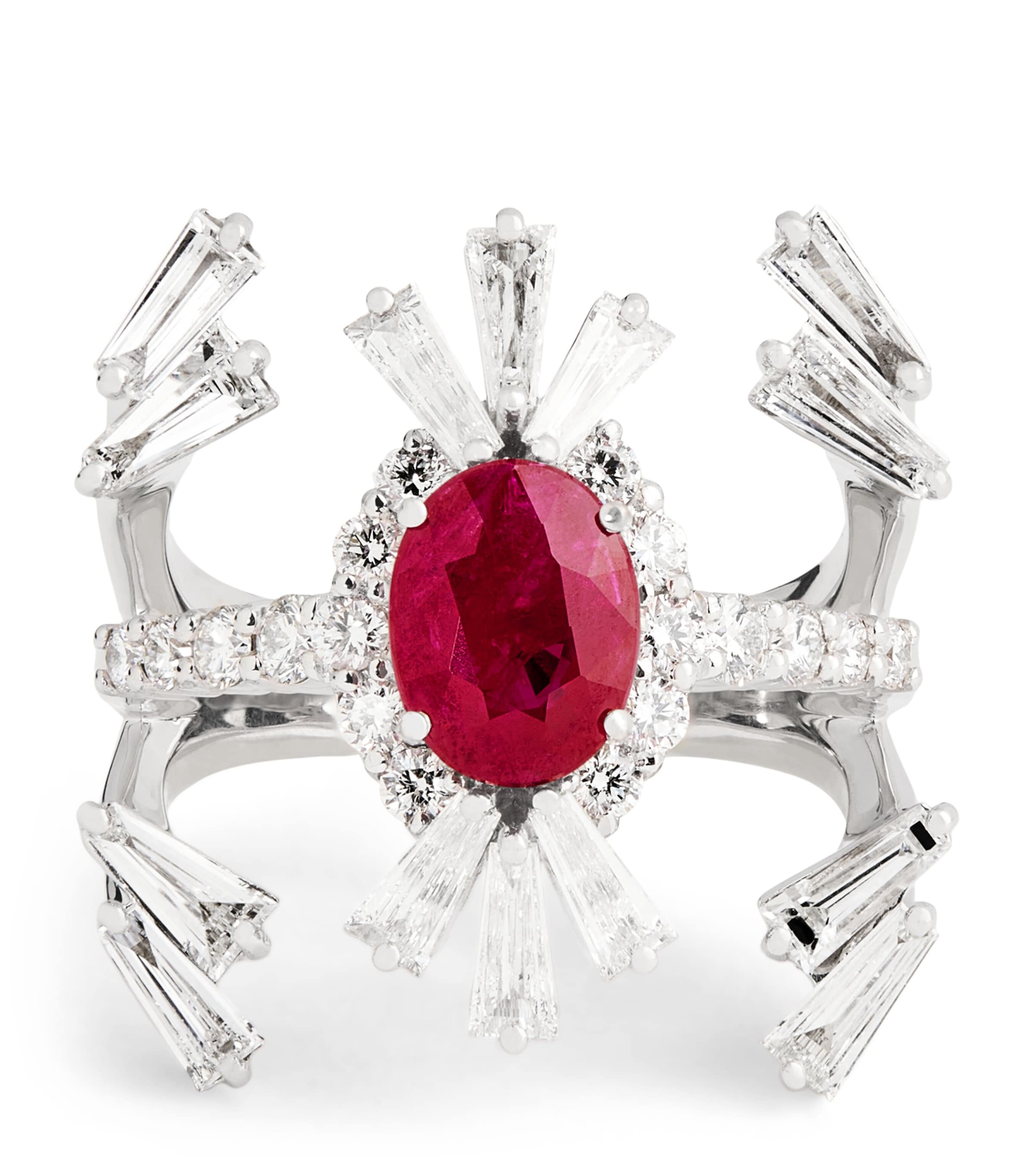 Yeprem White Gold, Diamond And Ruby Ring In White